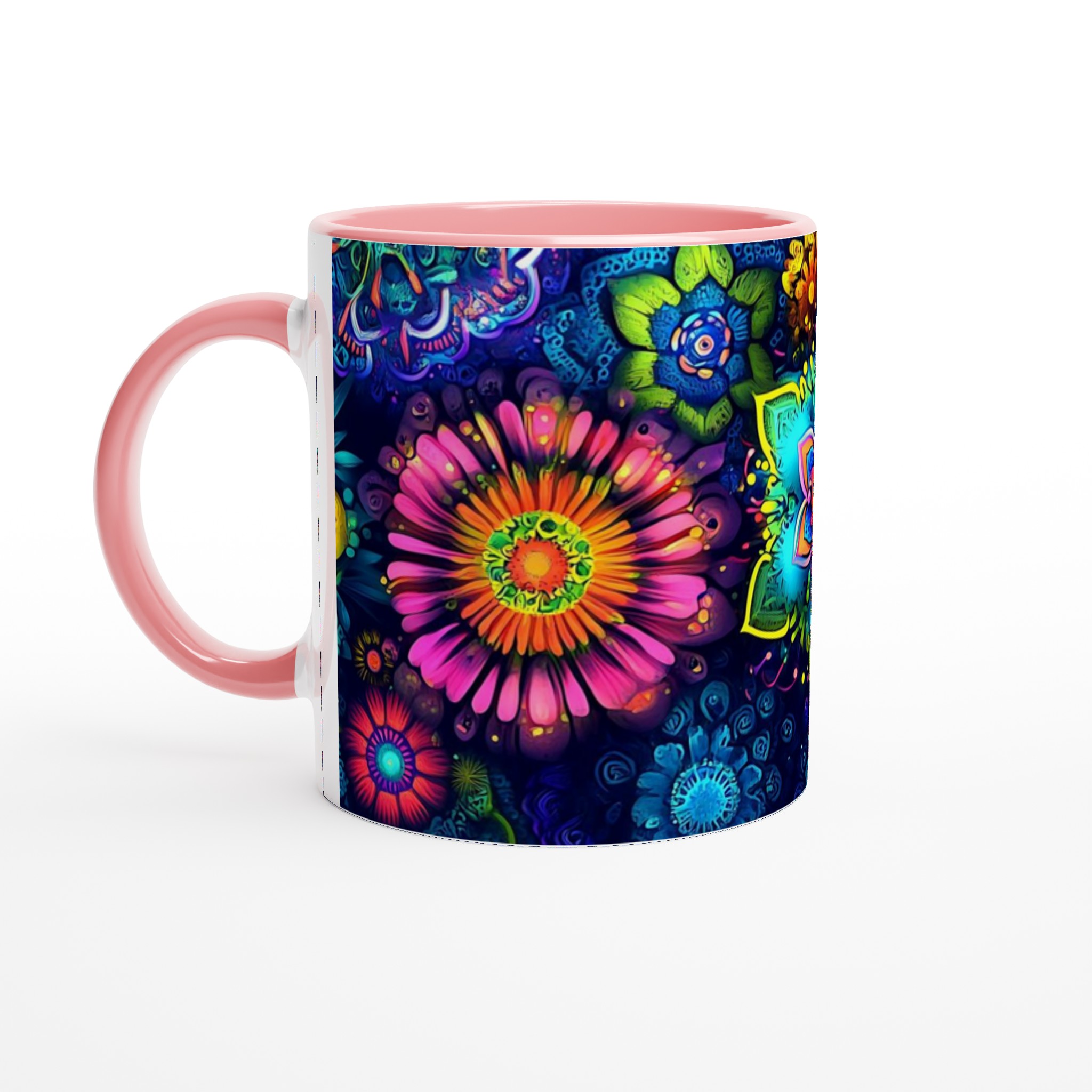 Psykedelisk Floral Mugg – Livfulla Mandala Blommor i 11oz Keramik, Välj Din Färg! 6 58c153db-9994-4f3d-b15d-b6cfa7024ed1