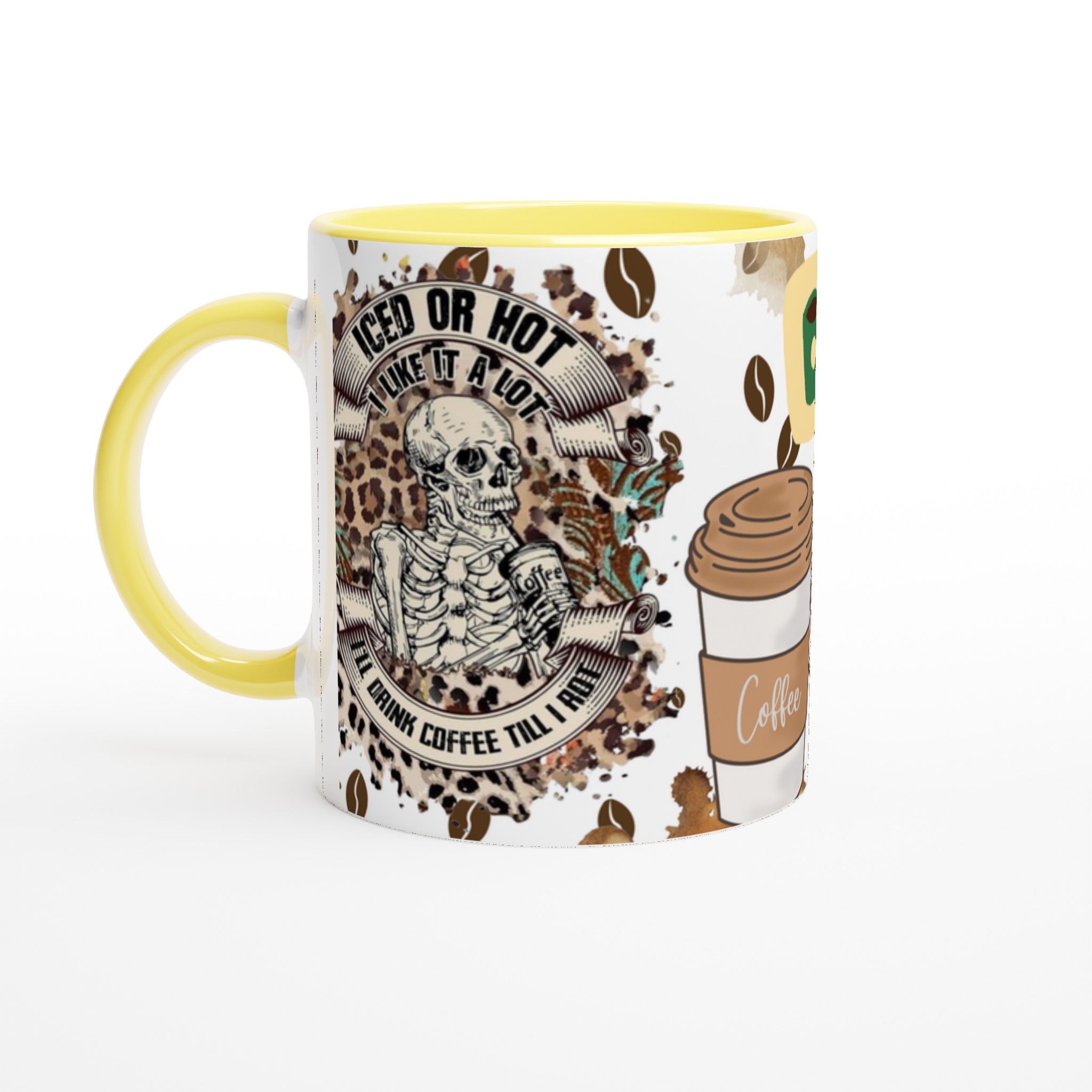 Vit 11oz keramikmugg med edgy kaffeskalle – välj din favoritfärg för att uttrycka din kaffeentusiasm 3 58f03627-b9fe-42f1-b415-a4365627704b