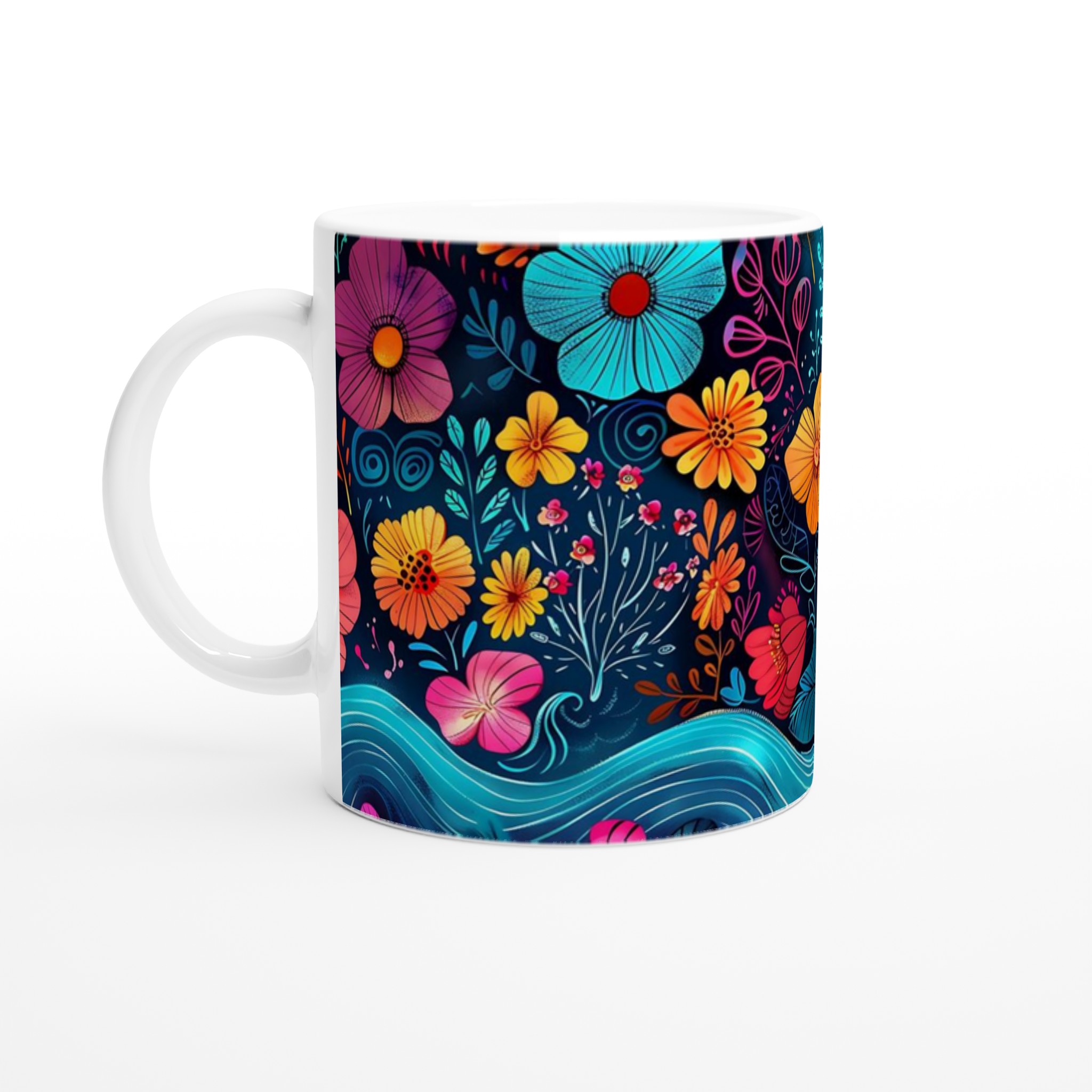 Färgsprakande Blomstermugg – 11 oz Keramikmugg i Ditt Val av Färg 1 590a2845-dc1a-49f0-bb0d-01ebb2578926