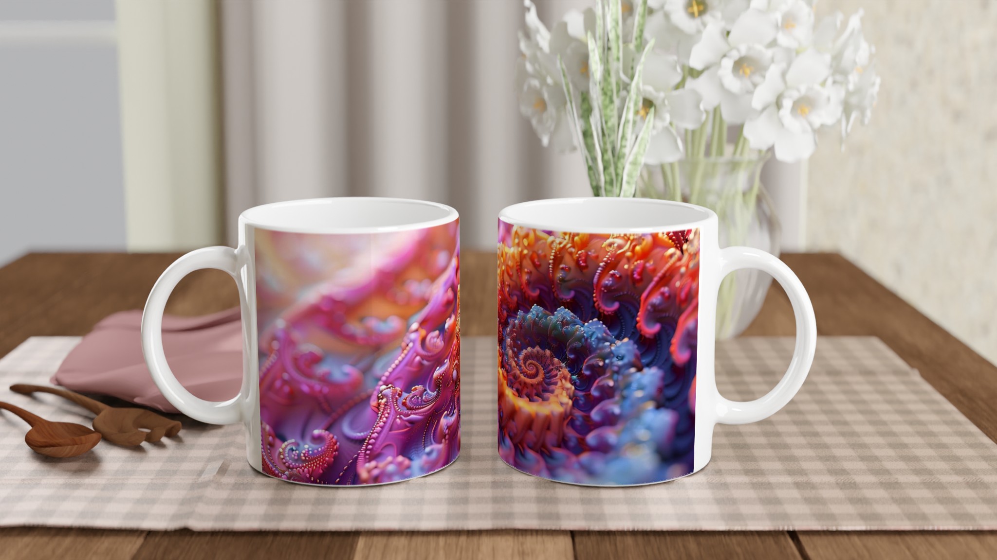 Abstrakt Spiral Keramikmugg - 11oz, Välj Bland 7 Levande Färger 10 5910ac7e-2dd1-454b-b11d-e50a0b027fe9
