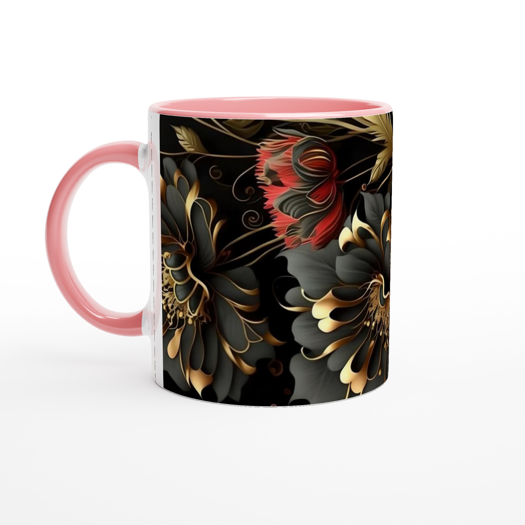 Elegant 11oz Keramisk Mugg med Gyllene Blommotiv – Välj Bland Flera Färger 6 59112615-715a-4a63-8b00-4f7d9d4e7baa