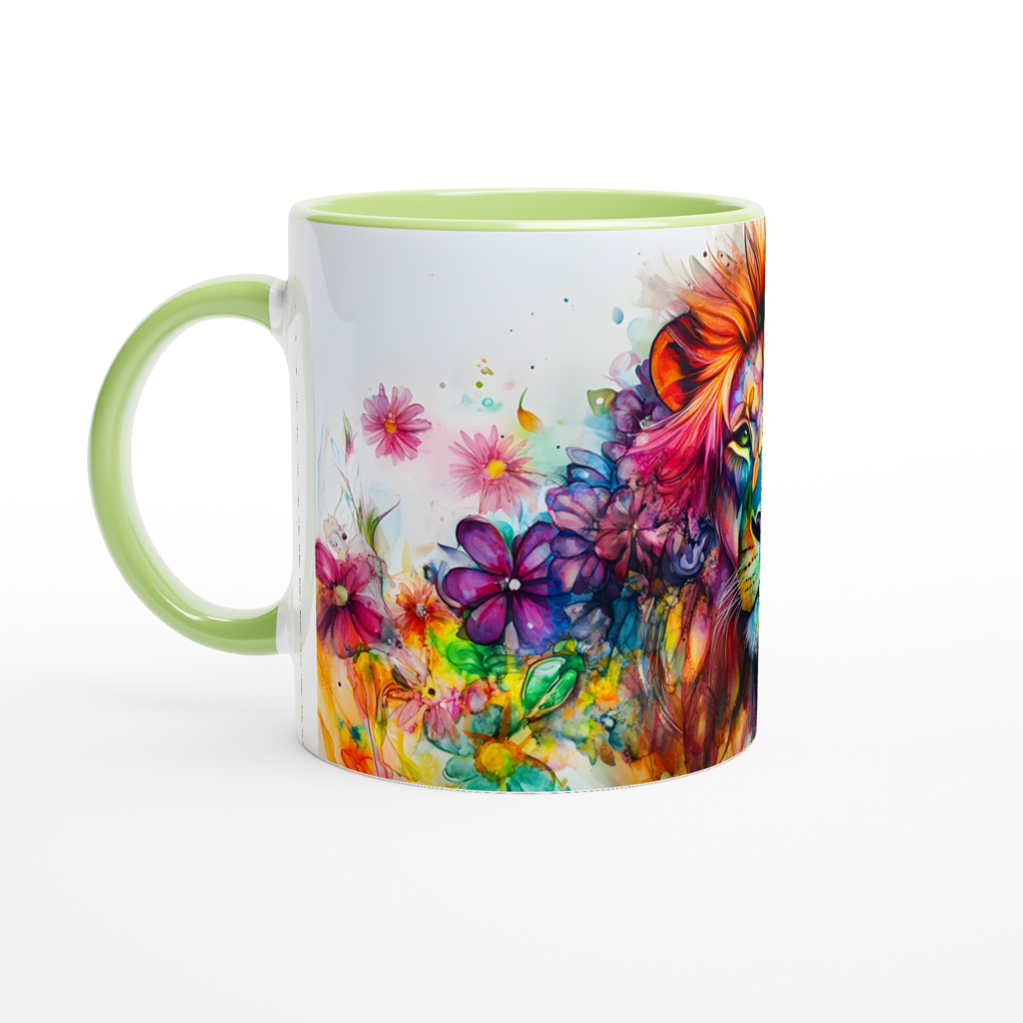 Färgglad Lejon Akvarell Mugg – Uttrycksfull 11oz Keramikmugg i Valfri Färg 7 5916b64e-d922-4bc4-9cf4-aa36cd30a7f7