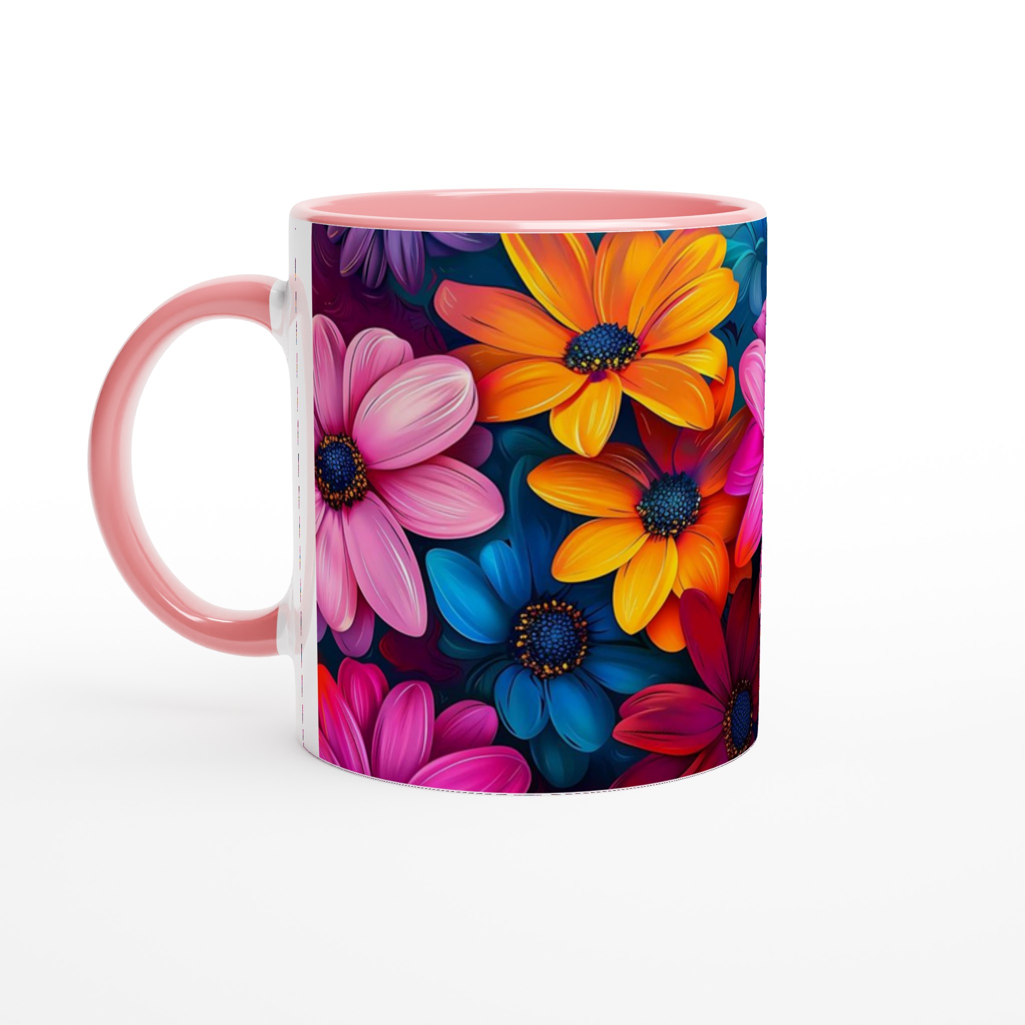 Färgexplosion Blommor Keramikmugg - 11oz kaffekopp i ditt val av sju livfulla färger 6 5948afb9-190e-47a3-b902-dd0998f76954