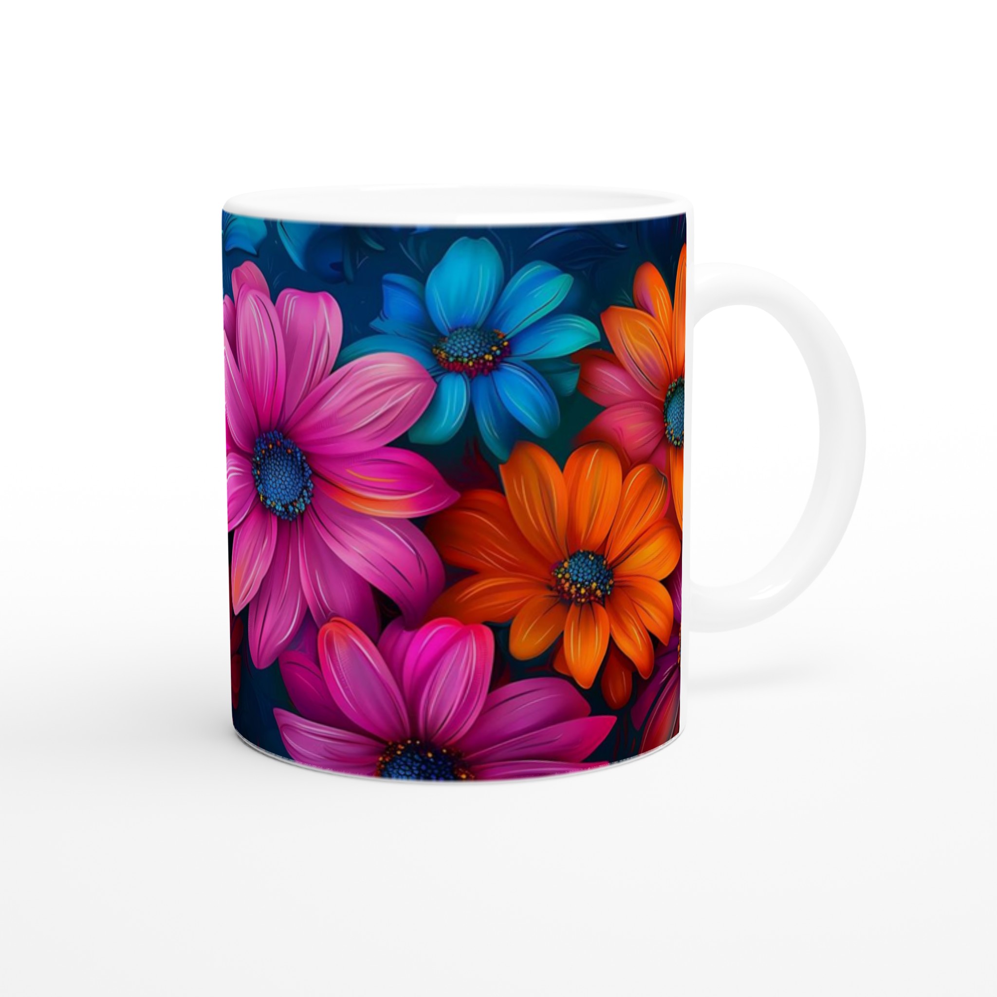 Färgexplosion Blommor Keramikmugg - 11oz kaffekopp i ditt val av sju livfulla färger 9 594f42be-28e0-4516-a3e7-78f852790371