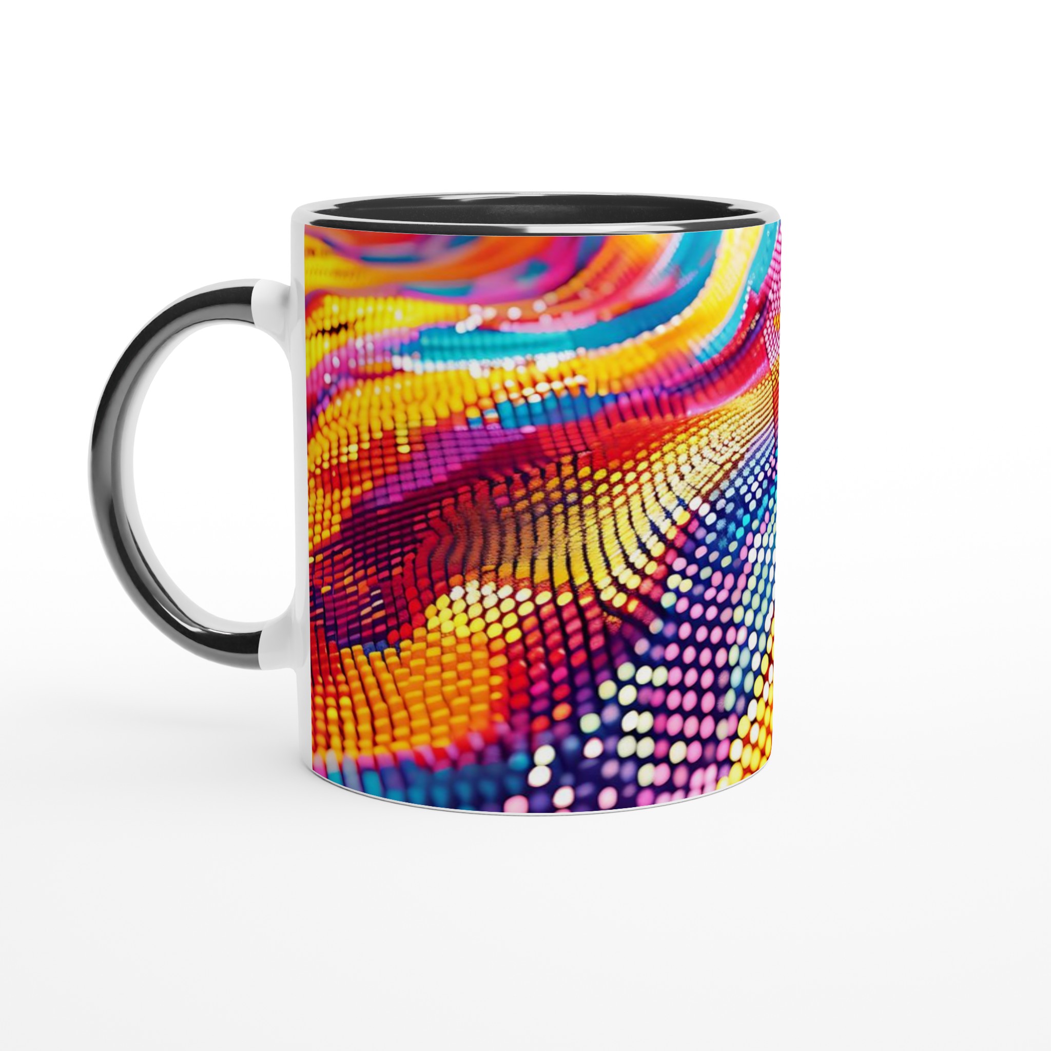 Vit 11oz keramisk mugg med färgstark abstrakt design i sju levande nyanser 5 5953a24a-a19e-4a5a-8c5a-deda349869d3