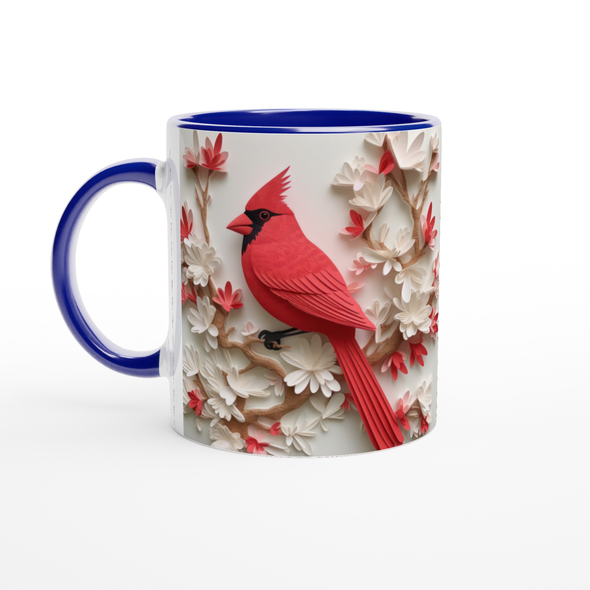 Vit 11oz keramisk mugg med elegant rött kardinalfågelmotiv – välj bland sju färgstarka keramiknyanser 2 598cad72-01c3-4ad3-a45b-b8d53eccd96d