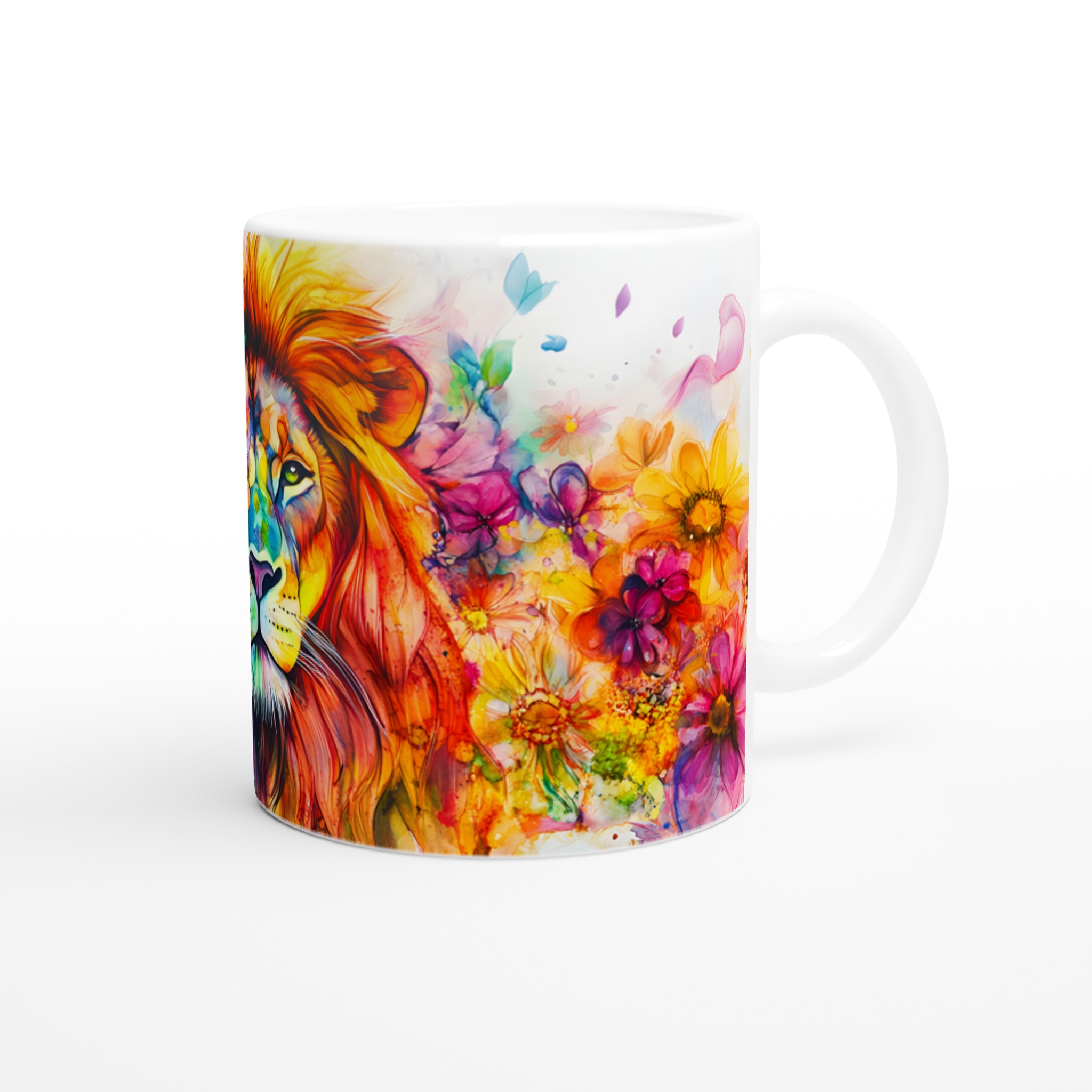 Färgglad Lejon Akvarell Mugg – Uttrycksfull 11oz Keramikmugg i Valfri Färg 9 59ac50f3-f62a-4e56-a1c9-ac76ab7aafe6
