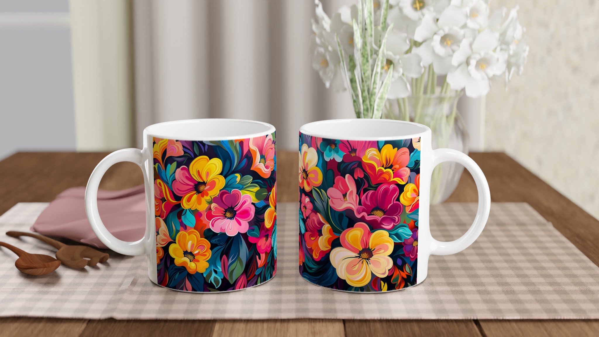 Färgsprakande Blomstermugg – 11 oz Keramikmugg i ditt Val av Sju Livfulla Färger 10 59cec9dd-6c6f-41dc-8397-eb103bfd7805