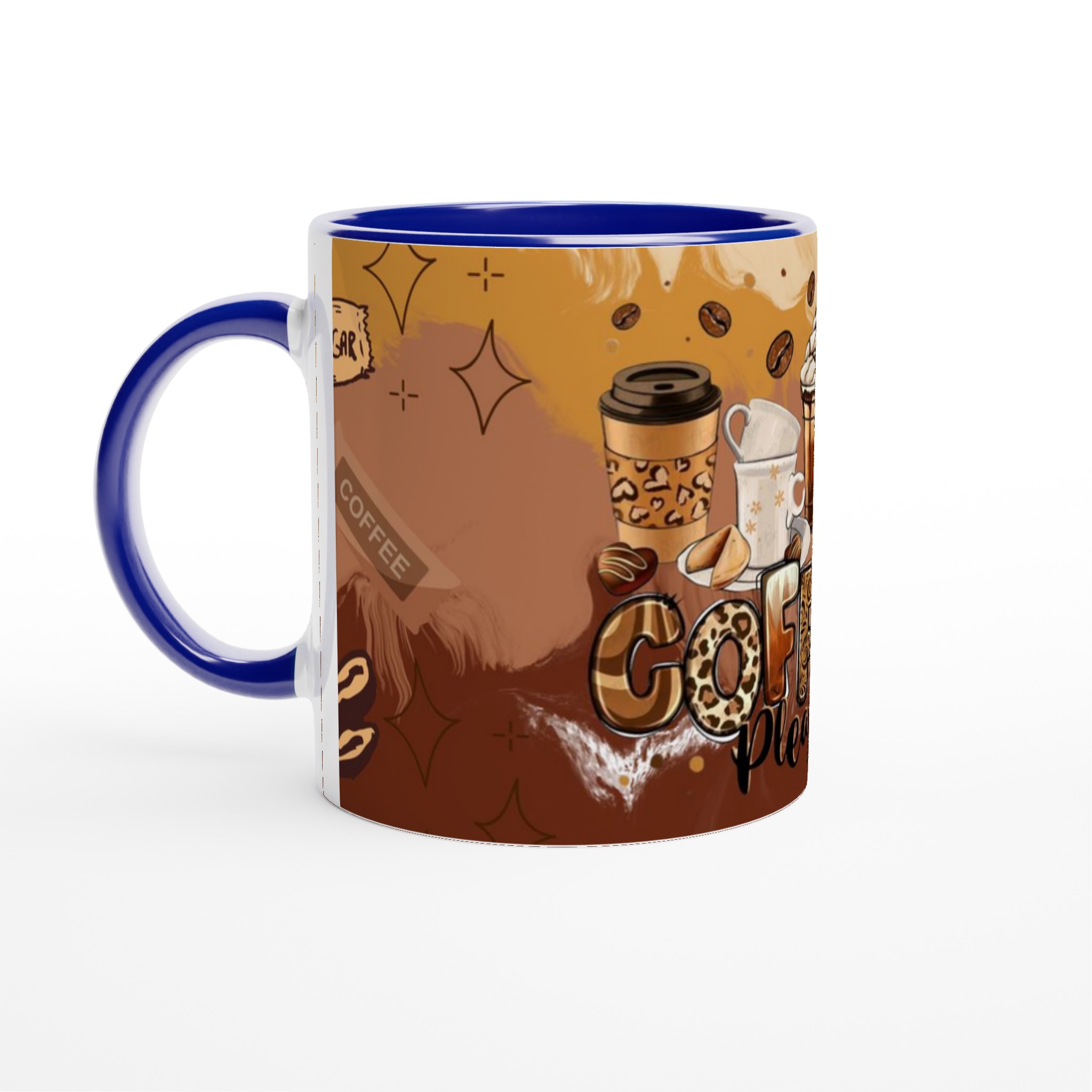 Vit 11oz keramisk mugg med kaffeglädje i varma jordnära toner 2 59d28177-1f1f-4ab3-9213-24325df8a766