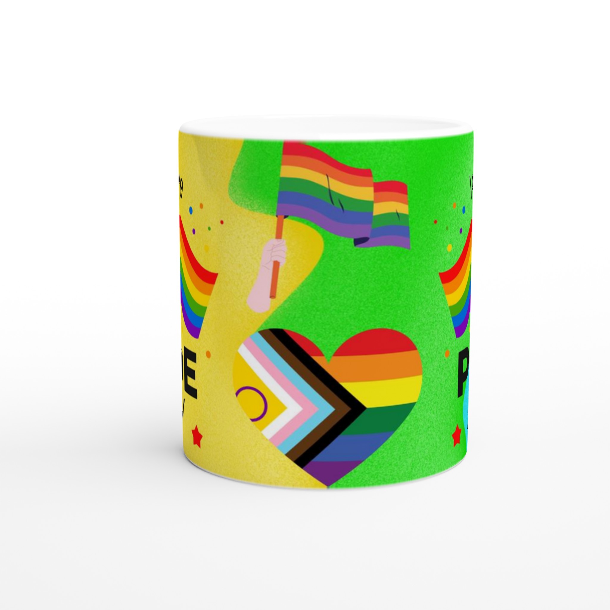 Vit 11oz keramisk mugg med färgstarkt Pride Day-motiv – välj bland sju livfulla färger 8 5a11c724-c5f3-40d6-962b-b7cad63166f6
