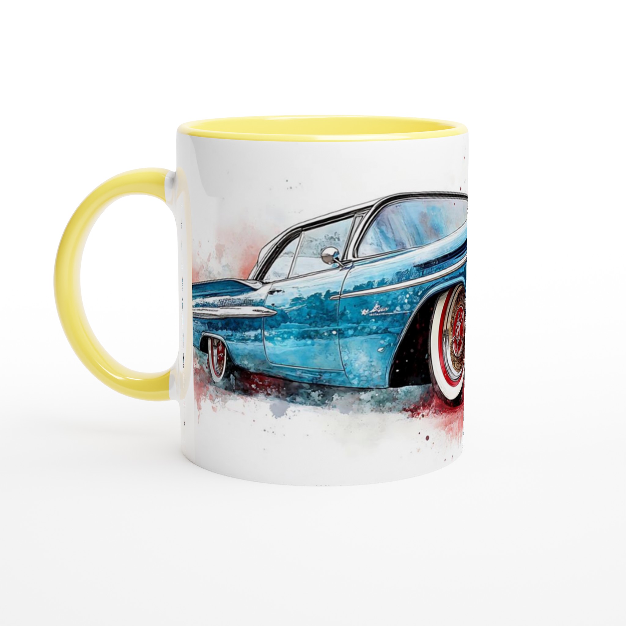 Klassisk Cadillac Vattenfärgsmugg – 11oz Keramikmugg i Vintage Amerikansk Bildesign 3 5a4fa334-0546-4105-b872-d64103306072