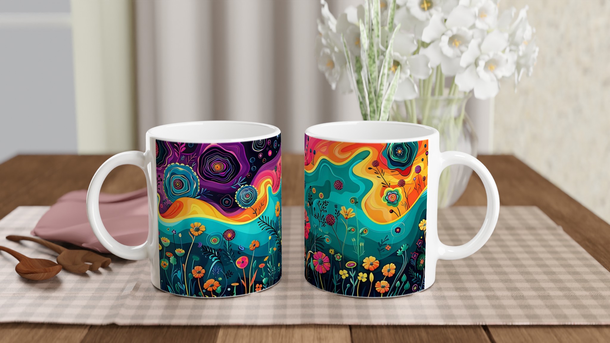 Abstrakt Blomsterprakt Mugg - Färgstark Keramik för Din Födelsedagspresent eller Kaffestund 10 5a56e871-b8da-4610-b7c2-3e9bfaaa15f0