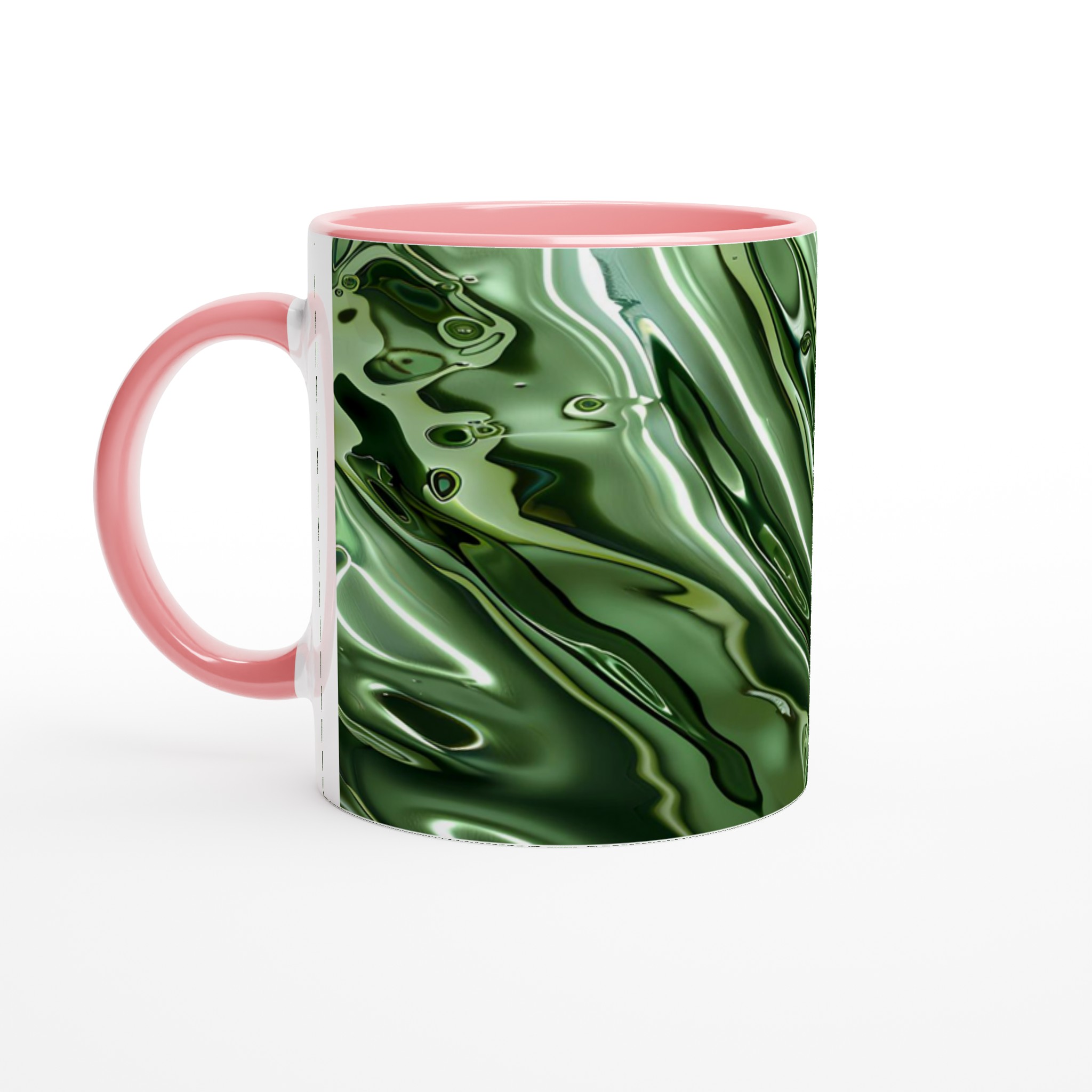 Abstrakt Grön Metallisk Våg 11oz Keramisk Mugg – Reflekterande Glans för Din Dryck 6 5a5fbec0-fa13-48d6-9365-3c5b0665a6b9