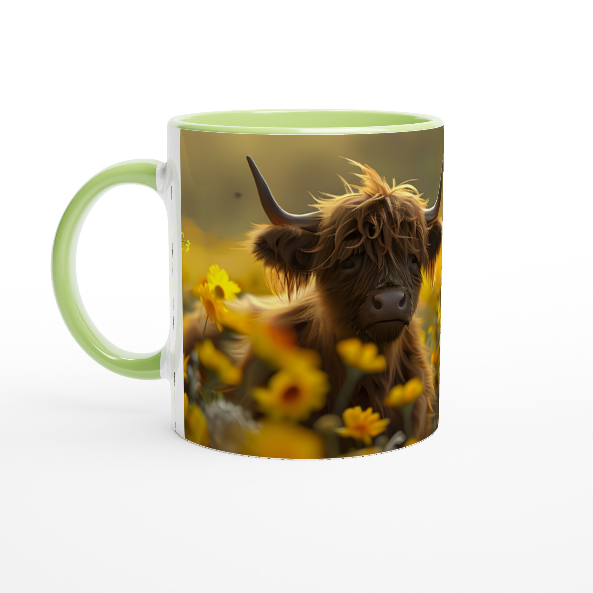 Söt Långhårig Ko i Blomsterfält 11oz Keramisk Mugg – Välj bland 7 Livfulla Färger! 7 5a7ad1ae-499e-4625-ab7d-9c53e6438315