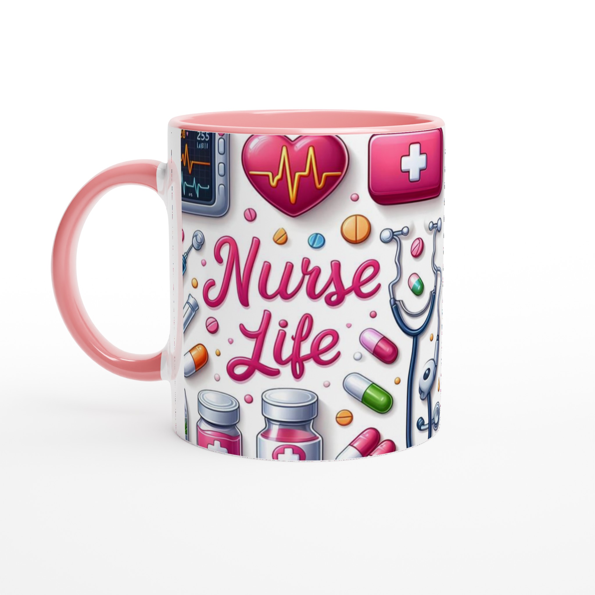Vit 11oz Keramisk Mugg med 'Nurse Life' Design – Välj Bland Sju Färgstarka Keramiknyanser 6 5a8a9e71-b0af-46ec-962c-58933e2d2e9e