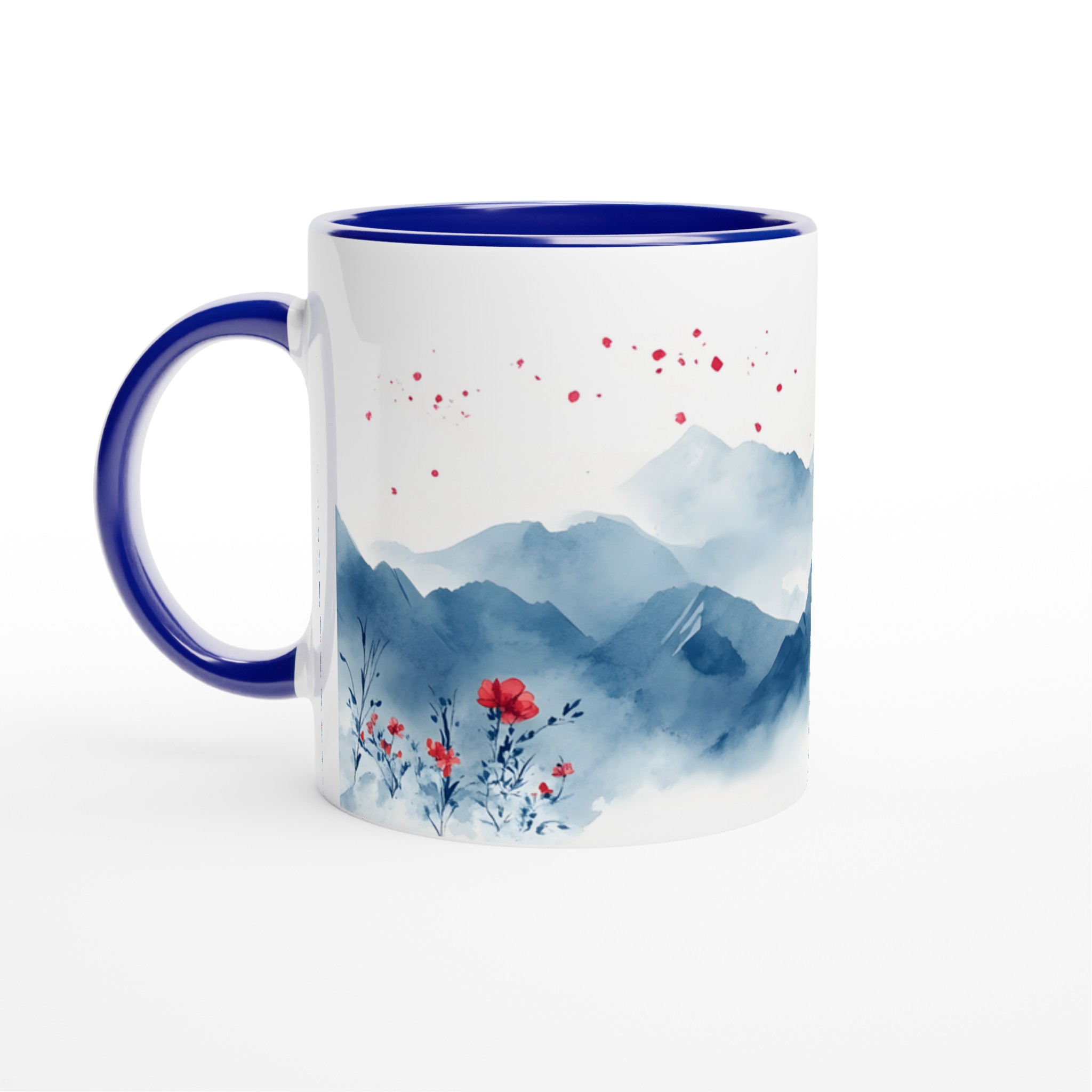 Dimhöljda Berg & Röda Blom – 11oz Keramisk Mugg för Konstälskaren i Sju Färgval 2 5a8c5a21-13f8-4bf0-9d93-36a606e11d10