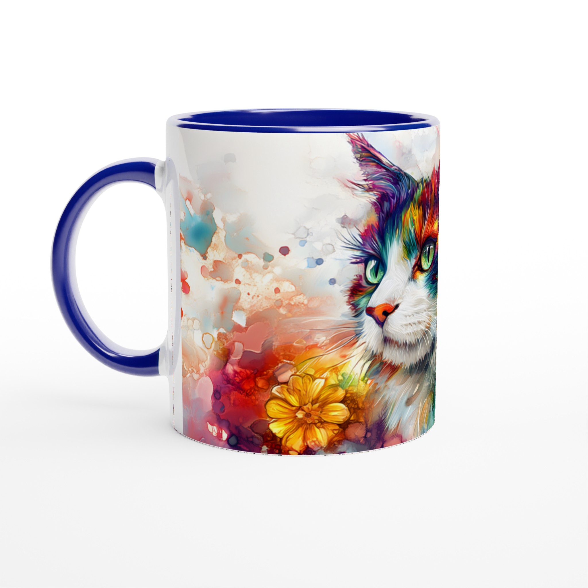Konstfull Färgexplosion: 11oz Keramisk Mugg med Vibrerande Kattmotiv – Välj din Favoritfärg! 2 5a8c827b-356a-471c-b4a1-f04025aed8ac