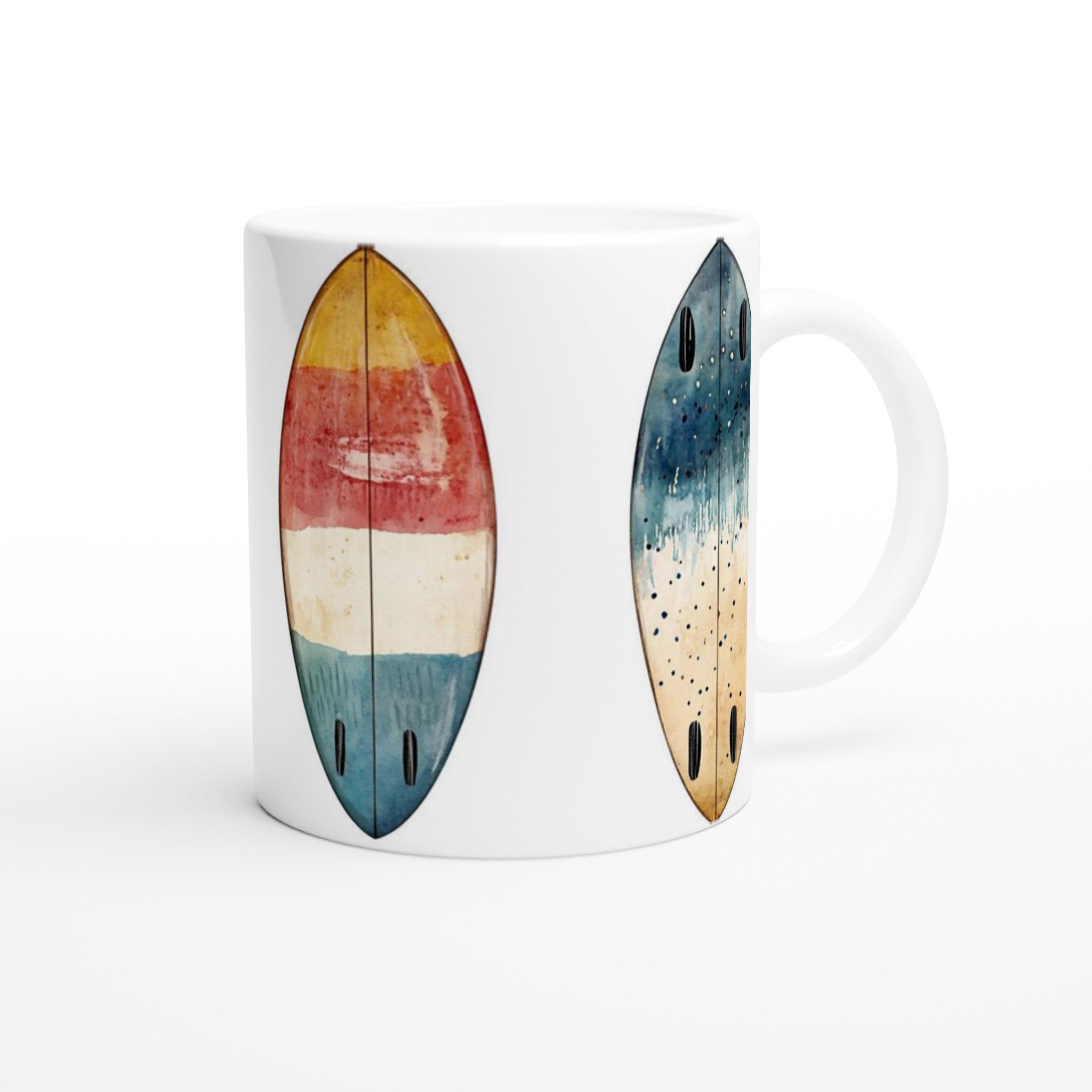 Vågig Akvarell Surfbräda Mugg – 11oz Keramisk Kaffemugg med Strandvibe, Välj Färg! 9 5aad3fa5-5360-406f-8666-83072f17489c