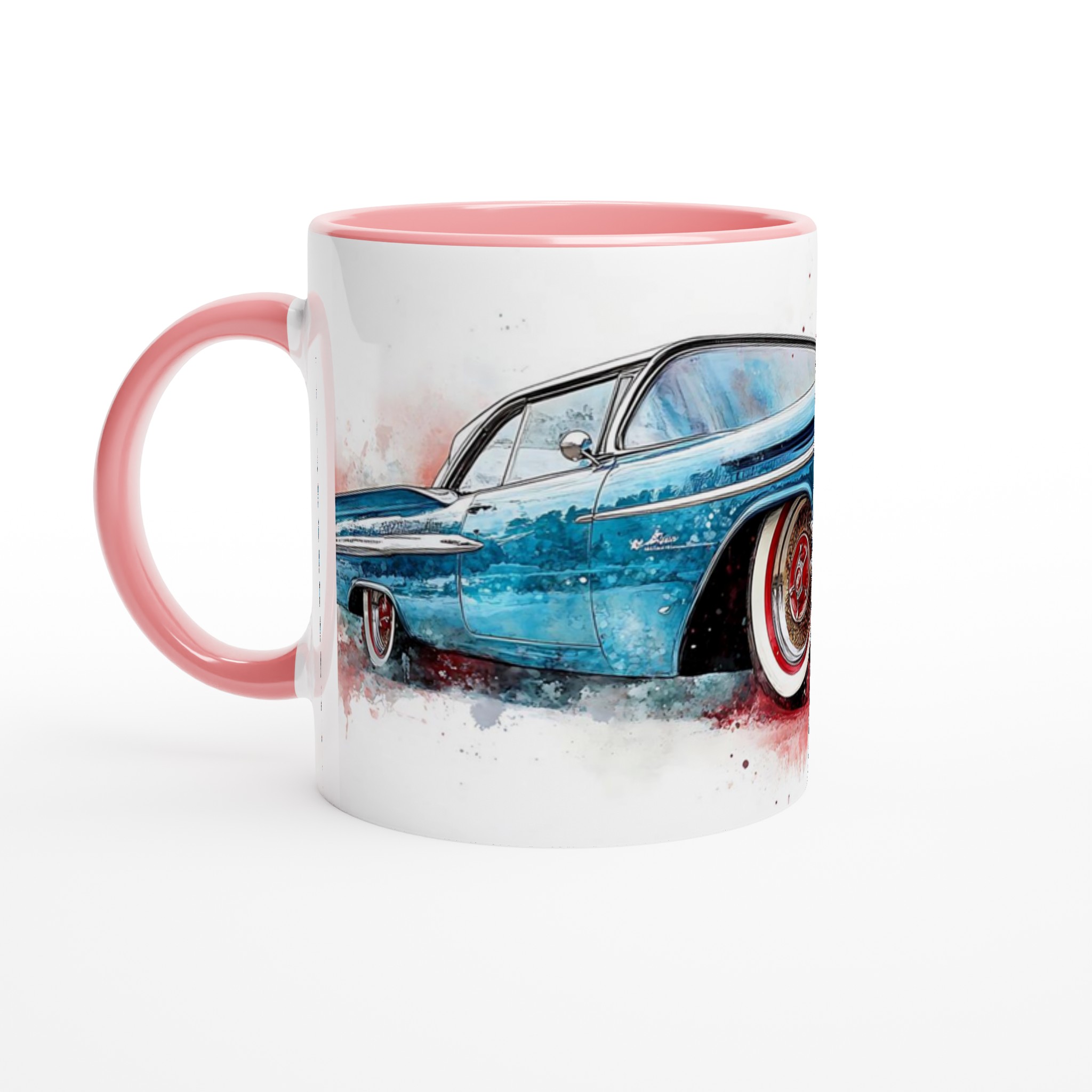Klassisk Cadillac Vattenfärgsmugg – 11oz Keramikmugg i Vintage Amerikansk Bildesign 6 5aca81a0-9814-4234-a5ee-defc04fb1d21