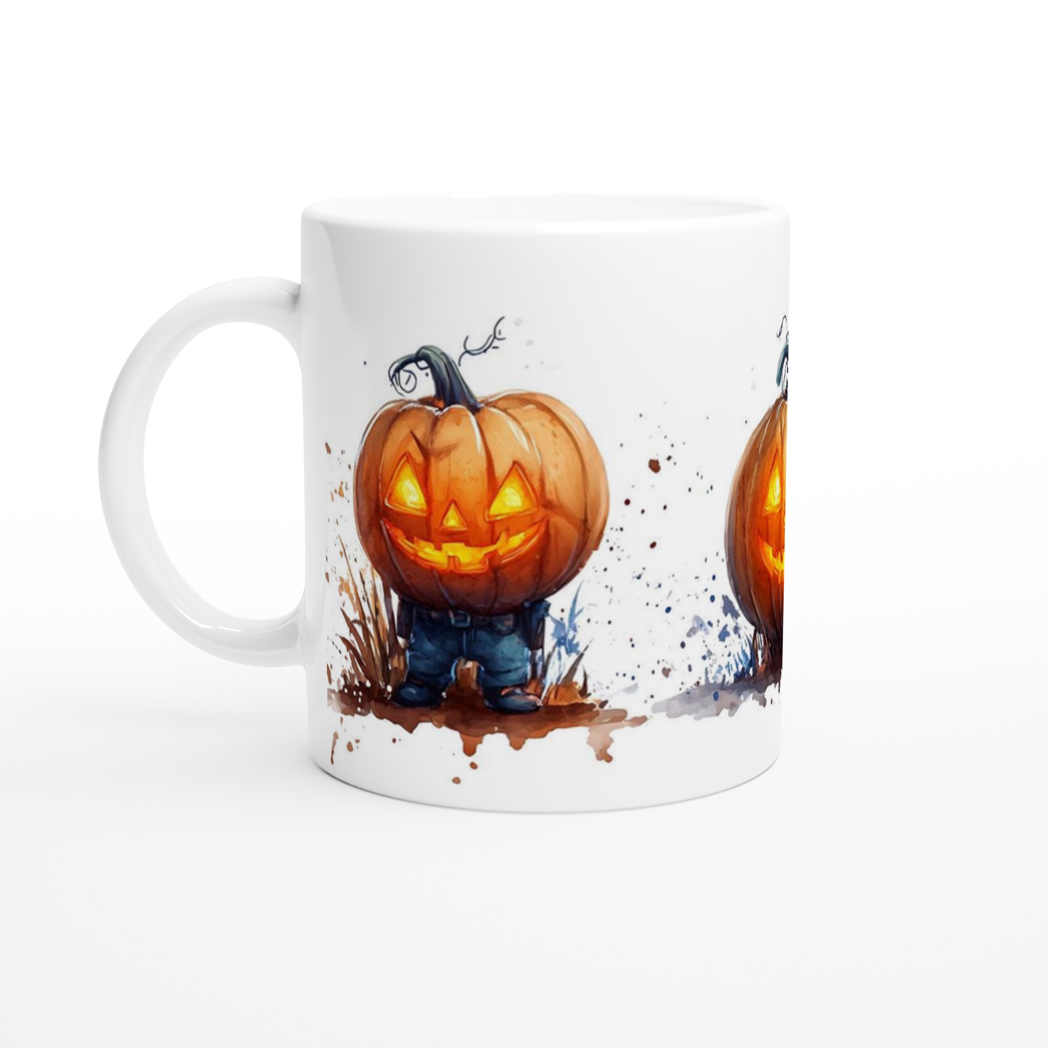 Utsökta Akvarell Pumpa Karaktärer 11oz Keramisk Mugg – Unik Halloween Design för Kaffe- och Temys 1 5aef06be-ea6e-422a-8b72-053e5b64b4b9