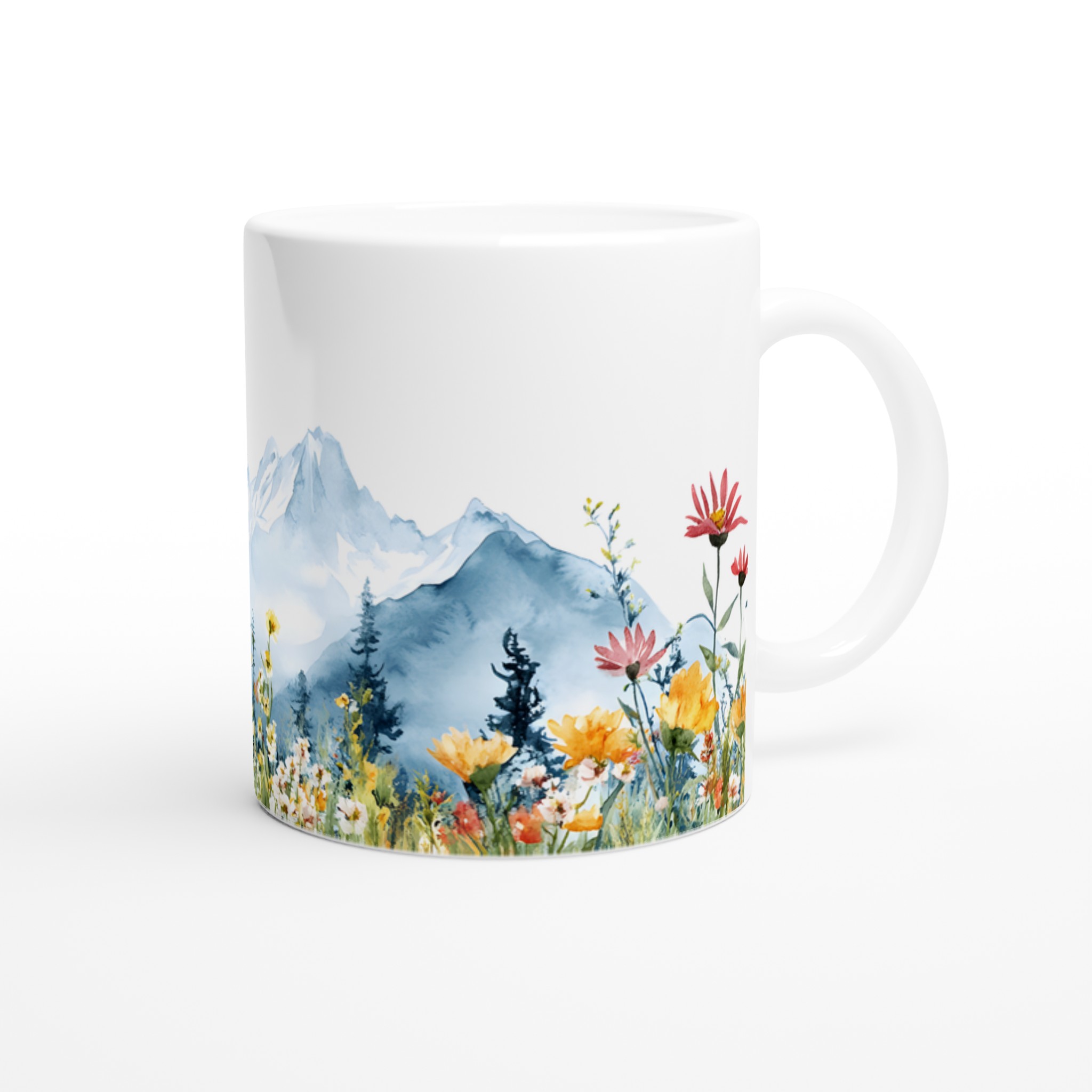 Akvarell Berg & Vildblommor Keramikmugg – Din 11oz Favorit i Väljfri Färg 9 5b022422-287c-4b7f-96dd-f205c6088bf4