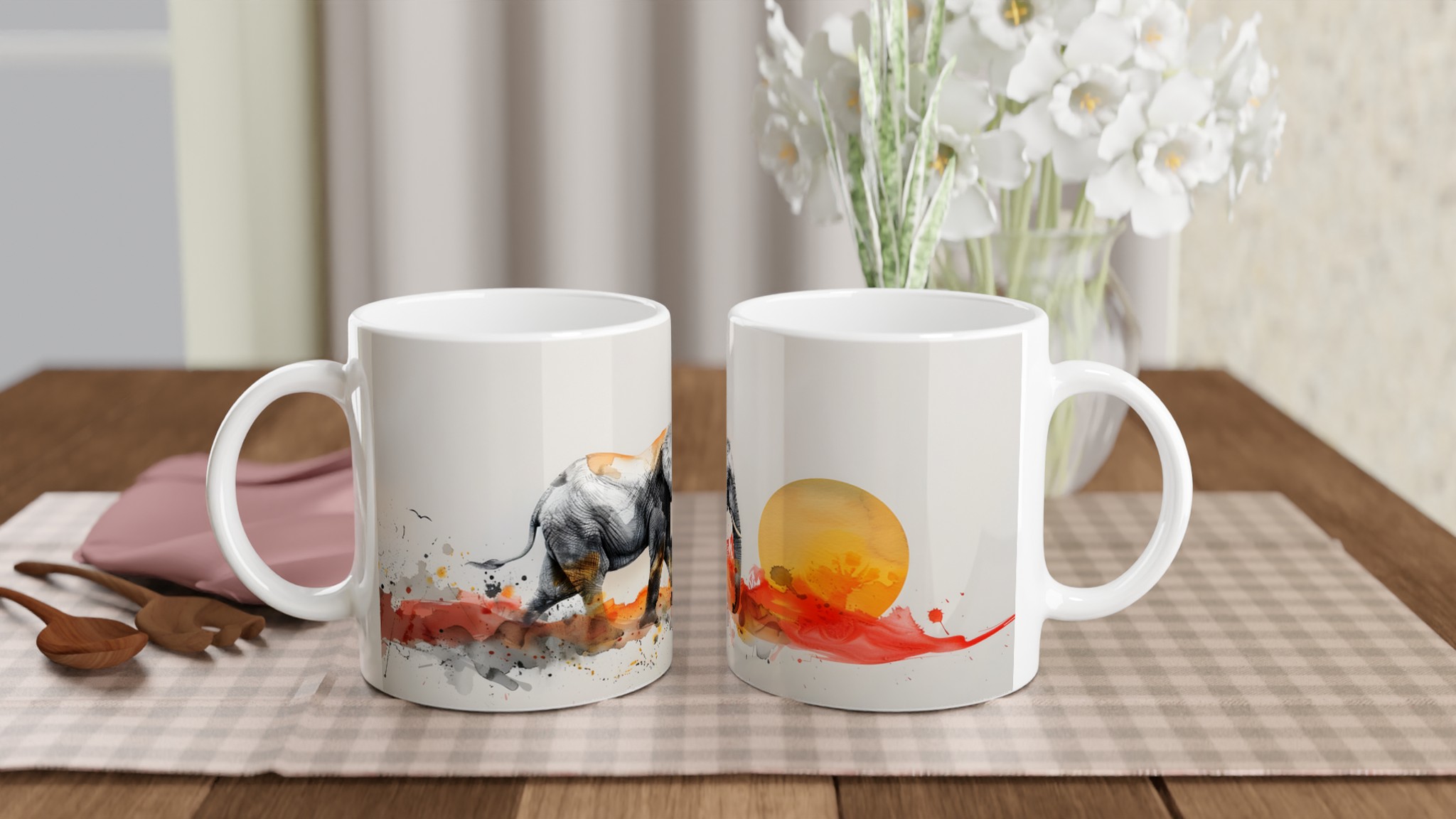 Abstrakt Solnedgång Elefant Mugg – 11oz Keramisk Mugg i Valfri Färg 10 5b3078ca-7b7a-47c9-9bc8-51bb507e2a83