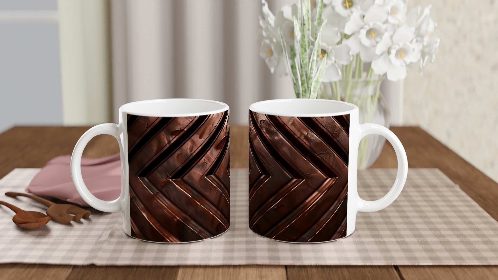 Lyxig Brun Geometrisk 11oz Keramisk Mugg – Välj bland 7 Eleganta Färger 11 5b322617-a509-427d-9a64-c7f0cd9ad492