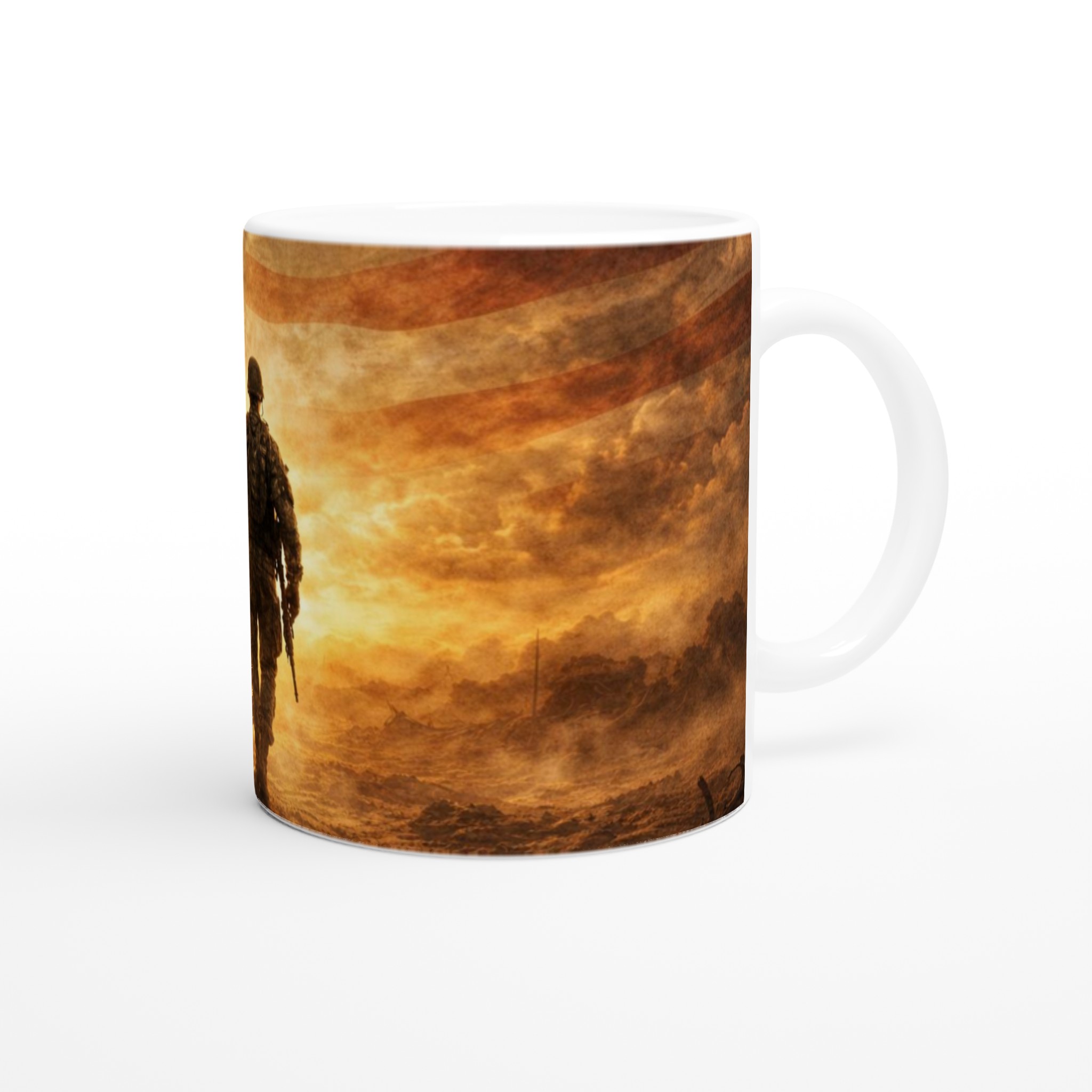 Vit 11oz keramisk mugg med patriotiskt amerikanskt soldatmotiv i flera färgalternativ 9 5b65da62-5e6f-434b-9727-df503a01107b