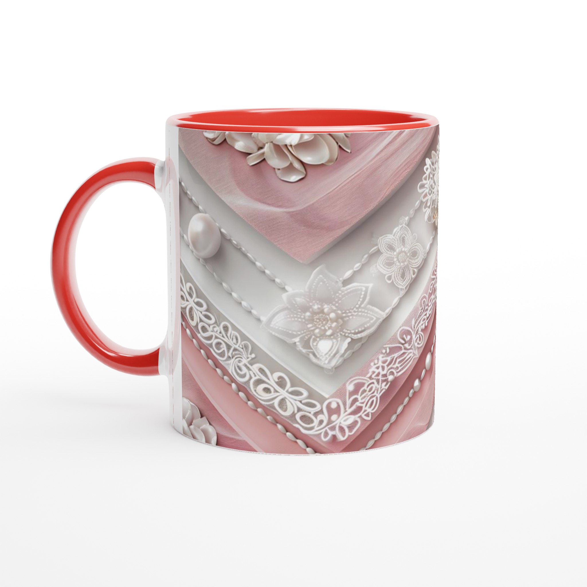 Vit 11oz keramisk mugg med elegant rosa och pärlinspirerat mönster – välj din favoritfärg 5 5b68e8e1-bcaf-46f6-92fa-893b6f9fb979