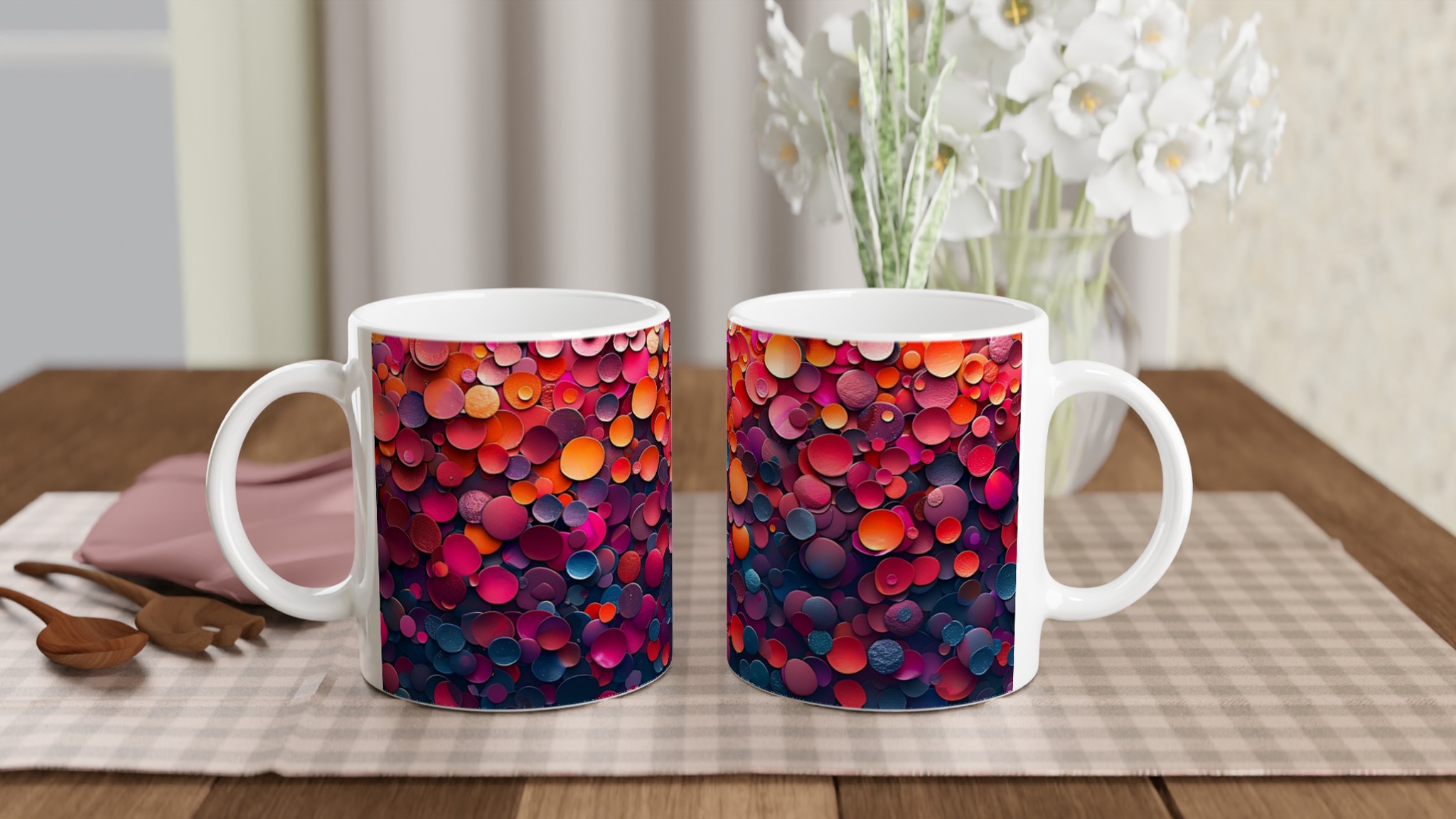 Abstrakt Konstmugg i Keramik – 11oz med Färgexplosion i Rosa, Orange och Blått 10 5b759d61-e331-4176-97af-4e30fc5331e5