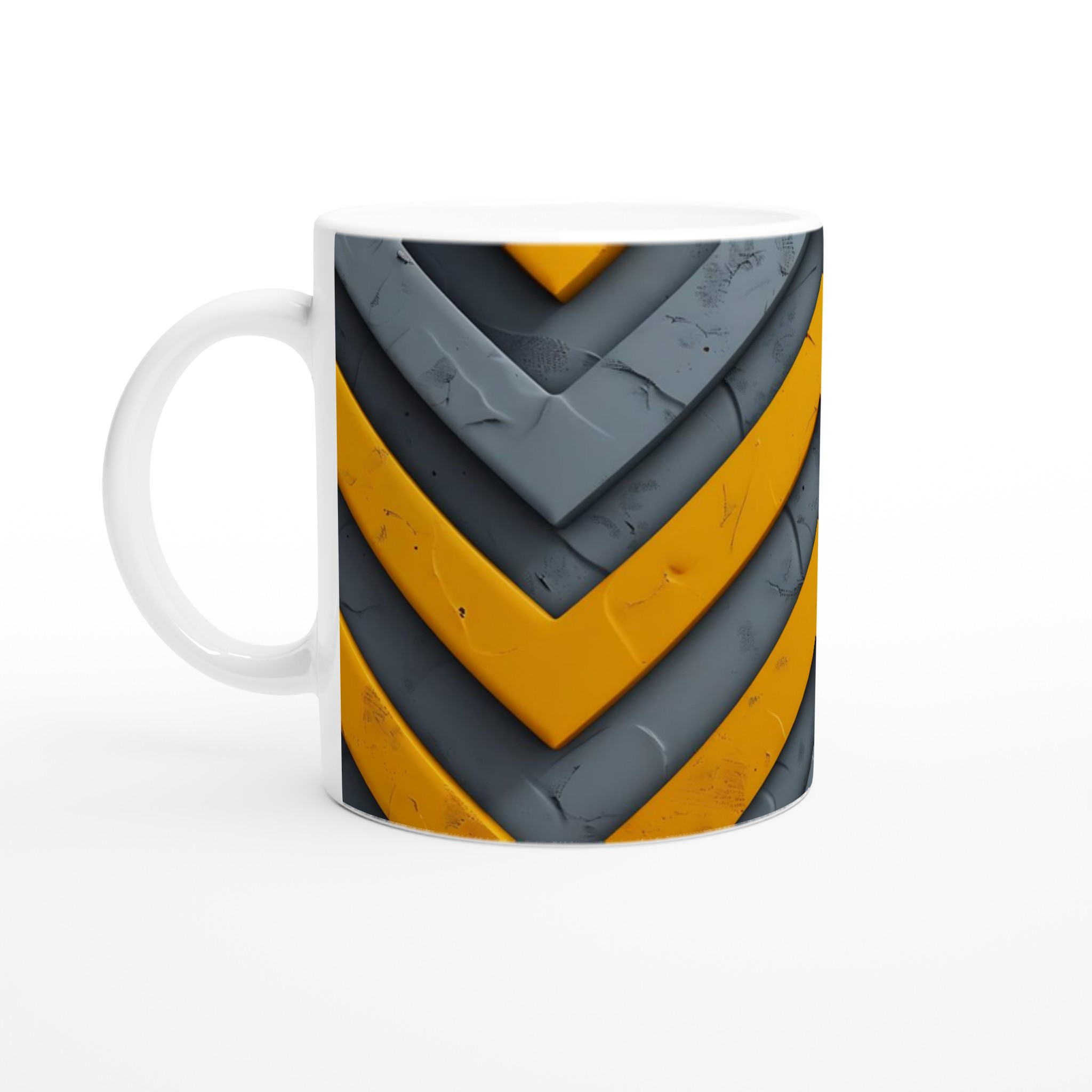 Abstrakt Chevron Mugg - Gul & Grå Design i 11oz Keramik 1 5b93d0b0-3453-406f-9e43-1e4d4fe16112