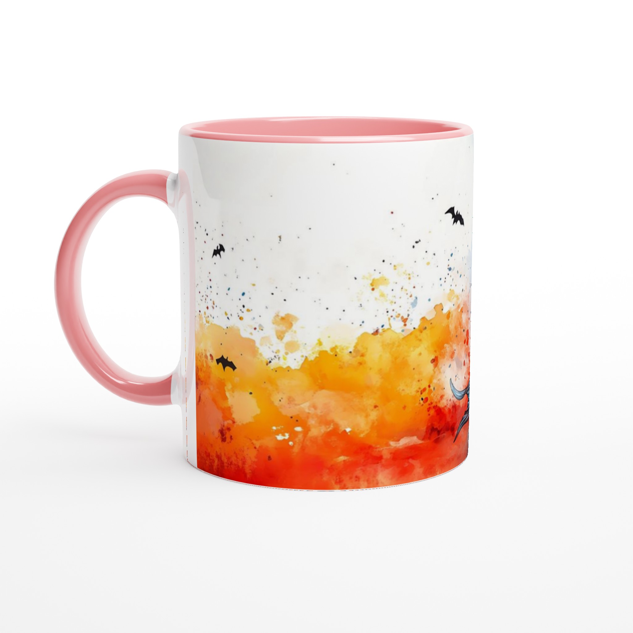 Förtrollande Halloween Själjungfru Mugg – Akvarell Magisk Pumpa & Fladdermöss – 11oz Keramisk Mugg i Valfri Färg 6 5ba1e69a-c494-4953-a81d-e9715a68b674