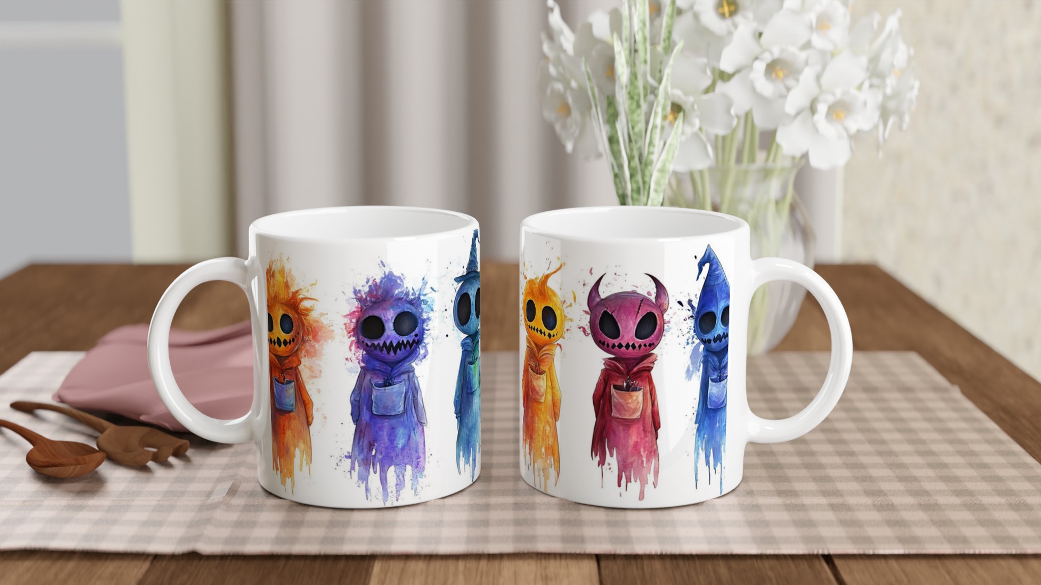Färgglada Halloween-vänner: Unik 11 oz Keramisk Mugg för Skrämmande Kul i Alla Regnbågens Färger 10 5bae6955-c25d-44fa-82ef-7650d3ec8ff6