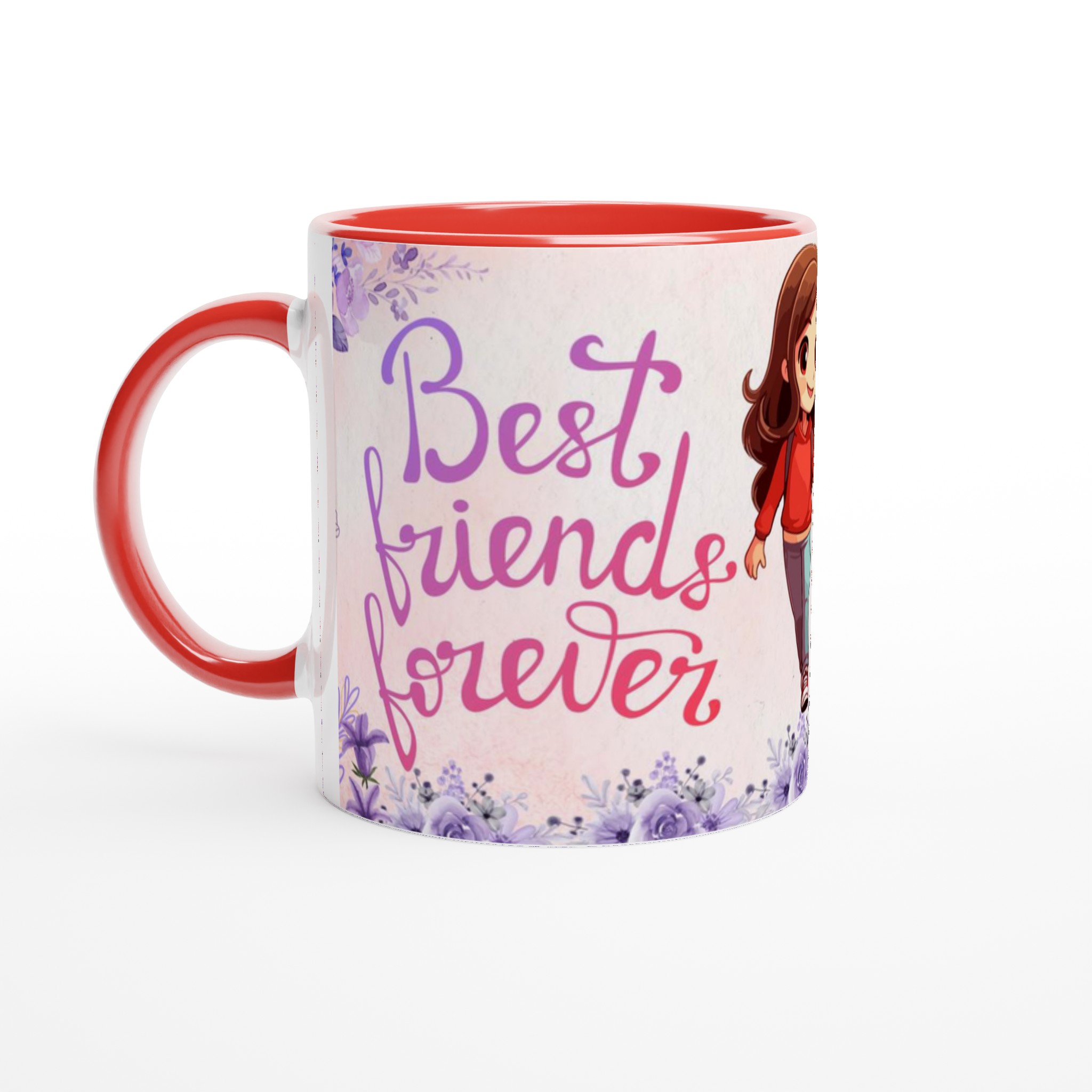 Vit 11oz keramisk mugg med charmigt bästa vänner-motiv i mjuka pastellfärger 5 5bc8d211-9329-4a9c-9306-3fc6cf1c96a8