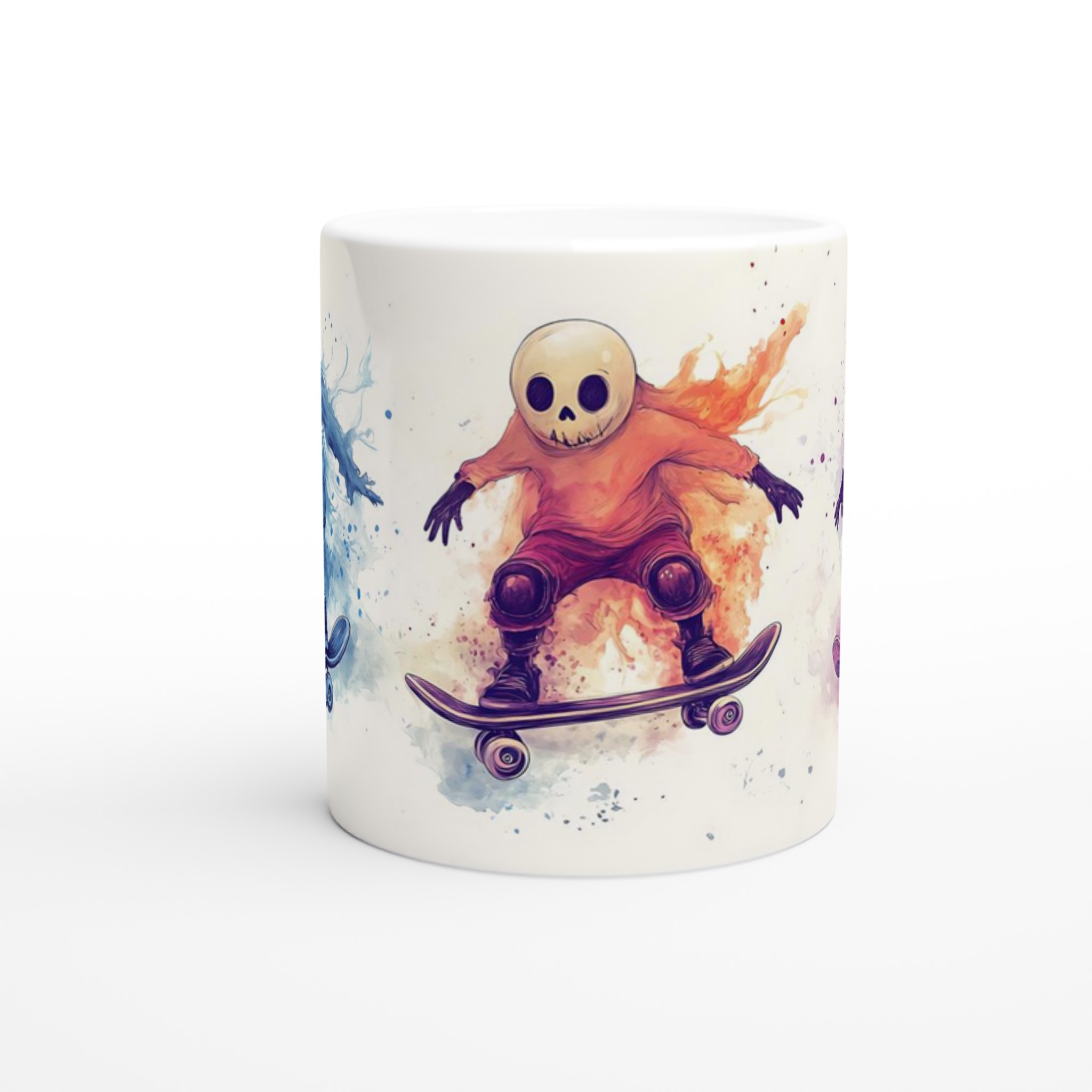 Skate Ghost Watercolor Mug - Spooky Skater Design in Vibrant Hues, 11oz Keramisk Mugg 8 5bf95267-4a28-4fc7-a95f-2beb5f08f346