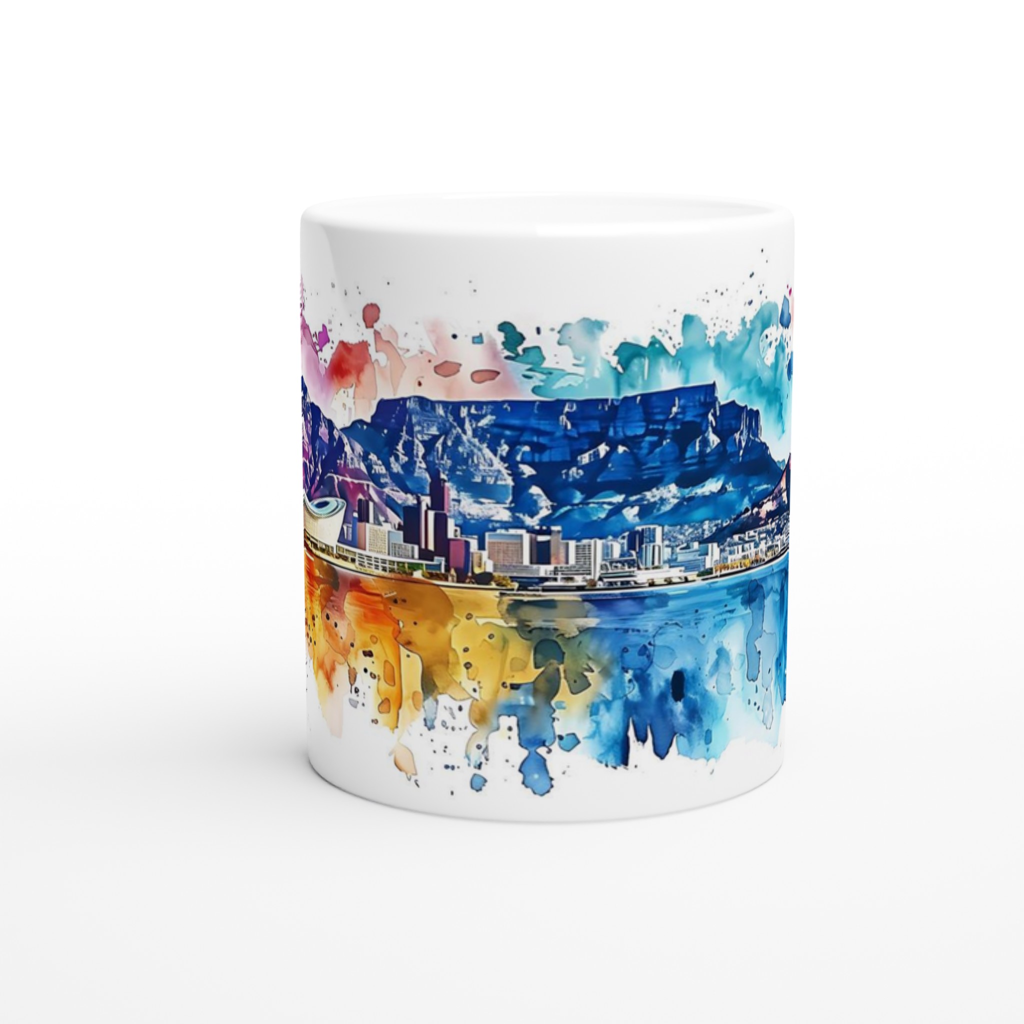Abstrakt Stadsbild Akvarell Mugg - Färgsprakande Kaffemugg i Keramik med Stadssiluett & Valfri Färg 8 5c326999-8303-4f3f-b7c9-8e16edb637e9