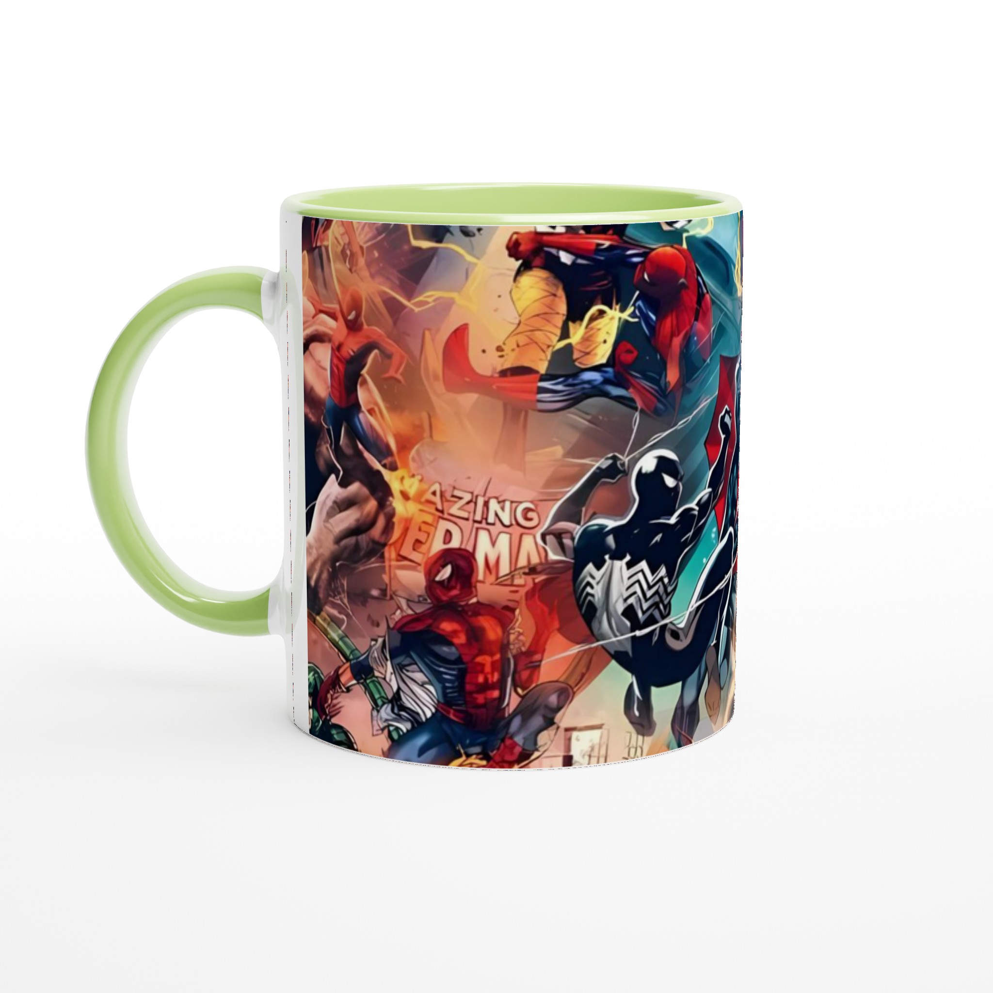 Vit 11oz keramisk mugg med sprakande Spider-Man serier i färgglad design 7 5c715338-332b-41e1-ad45-746c2212ff7d