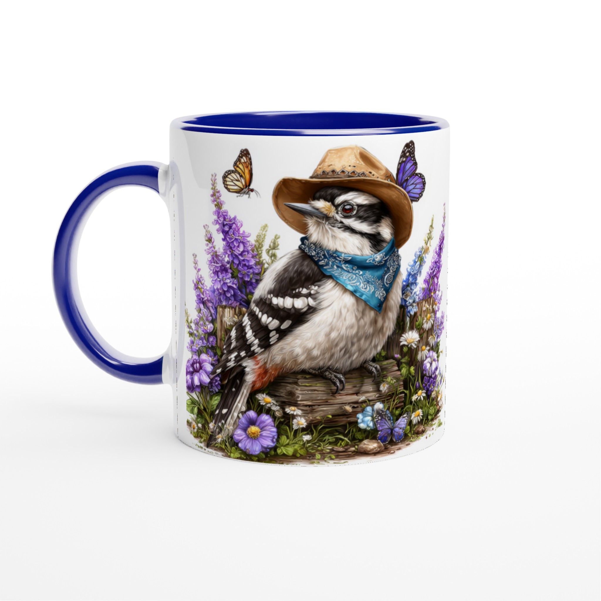 Charmig Vit 11oz Keramikmugg med Färgstark Fågel och Sommarblommor – Välj Din Färg! 2 5c76340a-727f-4e4a-b7f2-db35694d02b1