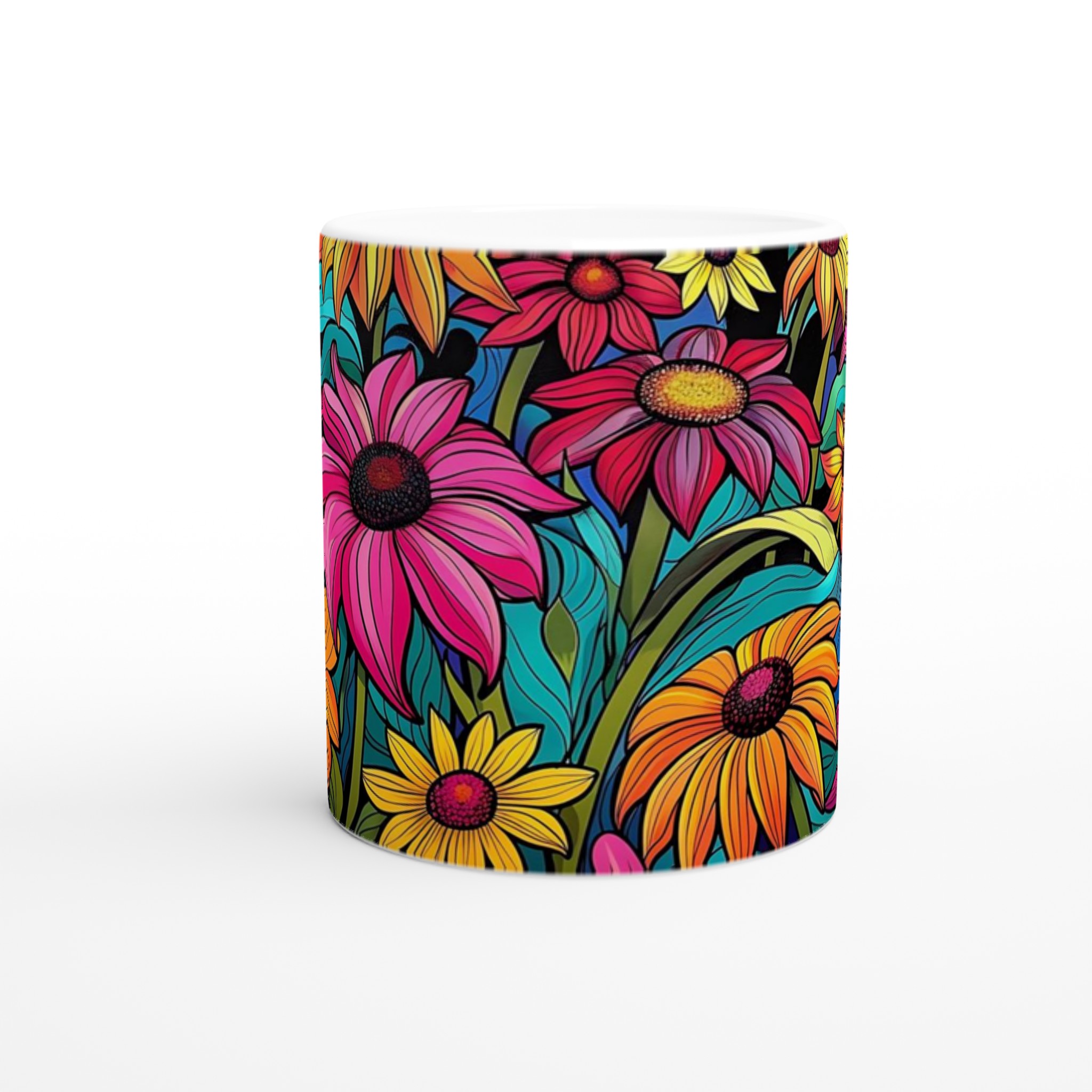 Färgexplosion: Konstnärlig Blommig Keramikmugg – 11 oz i ditt val av 7 livfulla färger! 8 5cda3461-842c-41ff-a2e5-2fdf1b92f0f6