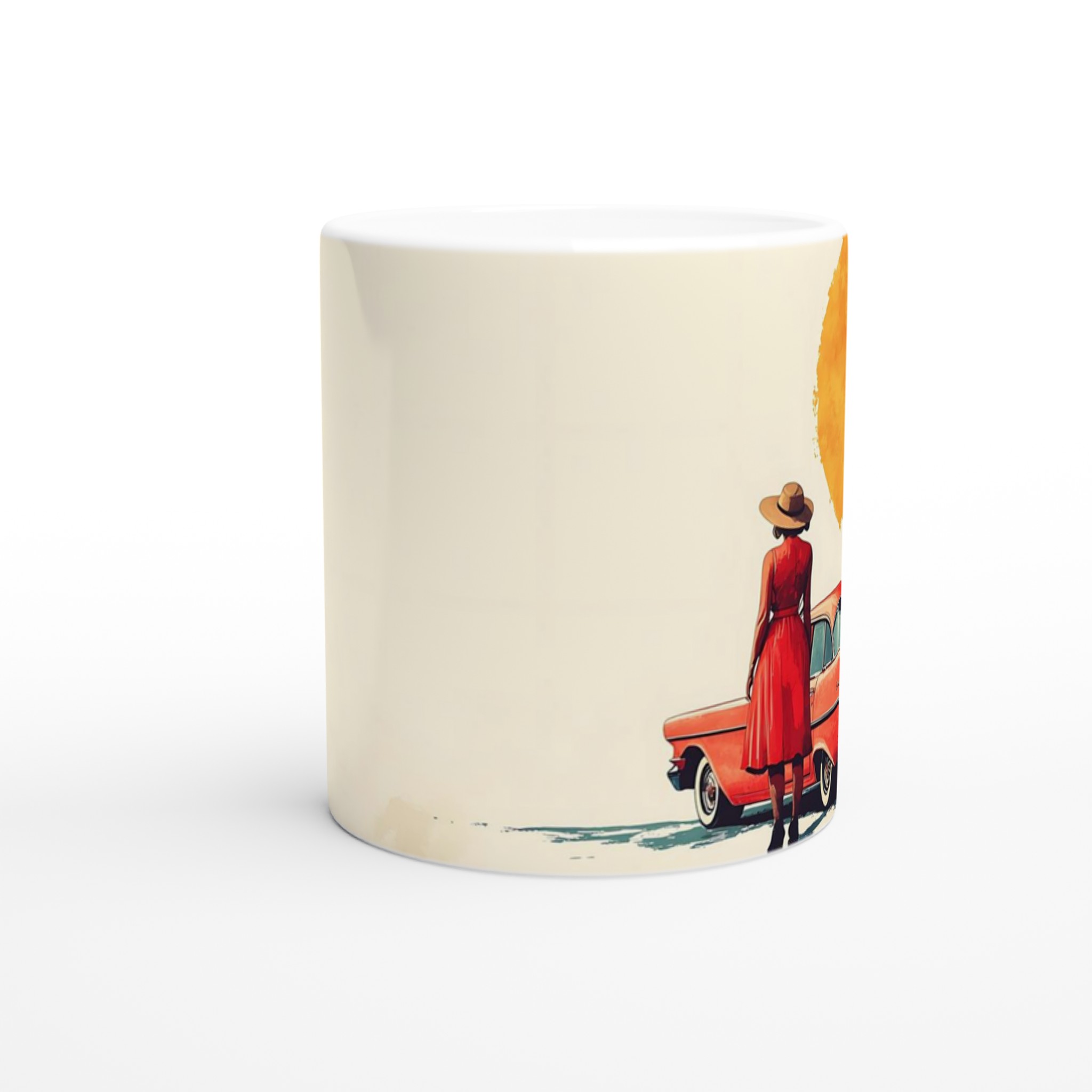 Elegant Vit 11oz Keramisk Mugg med Retro Solnedgångsdesign – Välj Din Färg 8 5ce9ed81-27b2-4aee-bf6e-cc205b321ec9