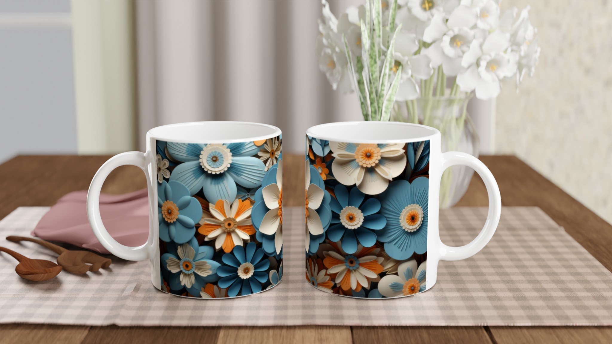 Vit 11oz keramisk mugg med levande blommönster – välj din färg och gör varje kaffestund unik 10 5d05f01f-f74a-42e5-99f2-dc2450f23991