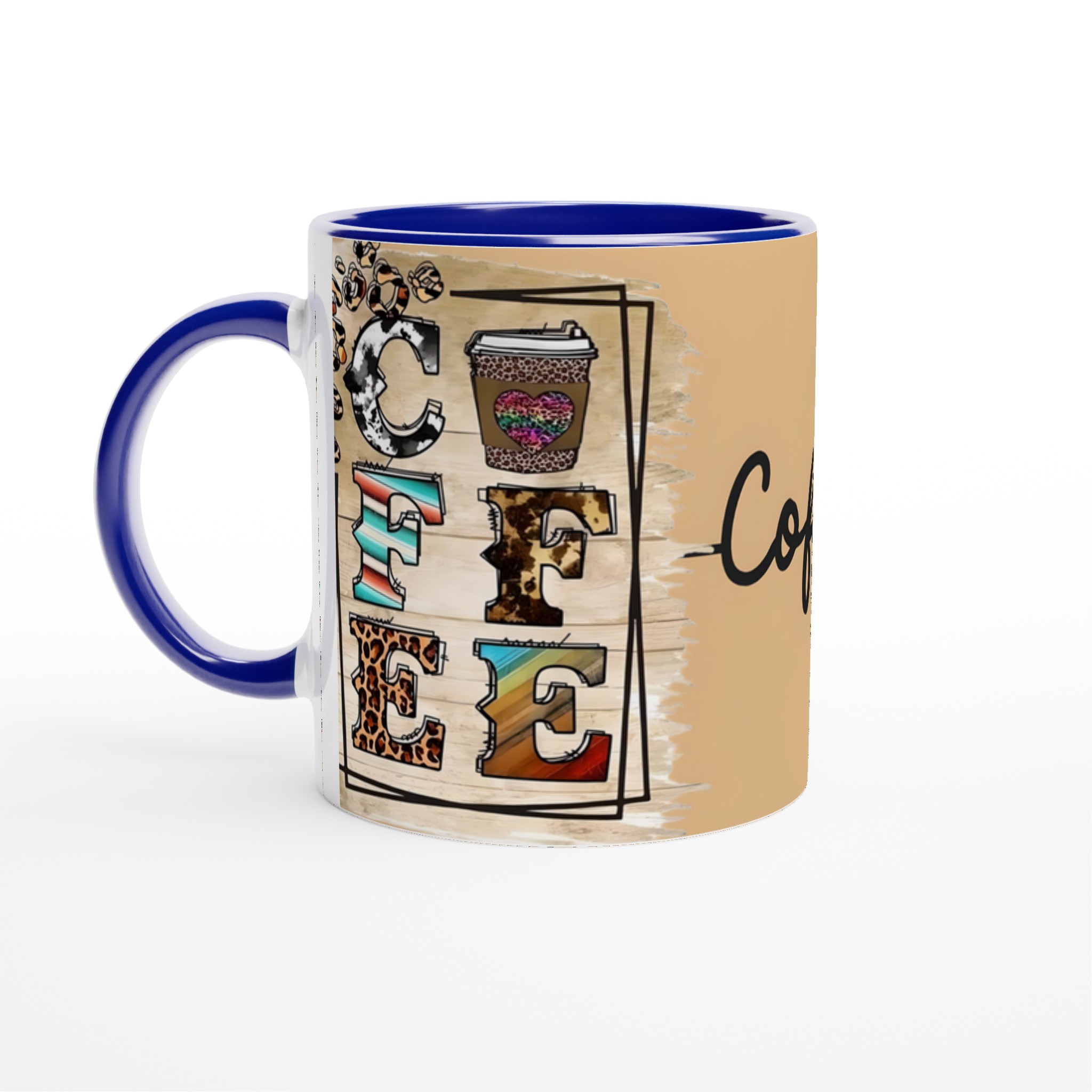 Färgstark 'COFFEE' Mugg – Leopardmönster & Rustik Charm i 11oz Keramik 2 5d1fe64c-2e33-4974-8e3e-52a05e5c5b26