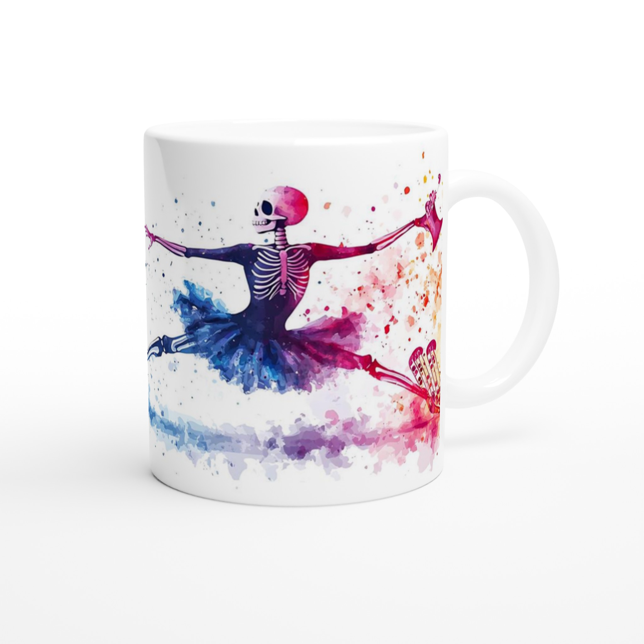 Dansande Skelett Mugg – Färgstark Akvarell Design, 11 oz Keramikmugg 9 5d36923b-f971-4236-90c9-b242a6380d03