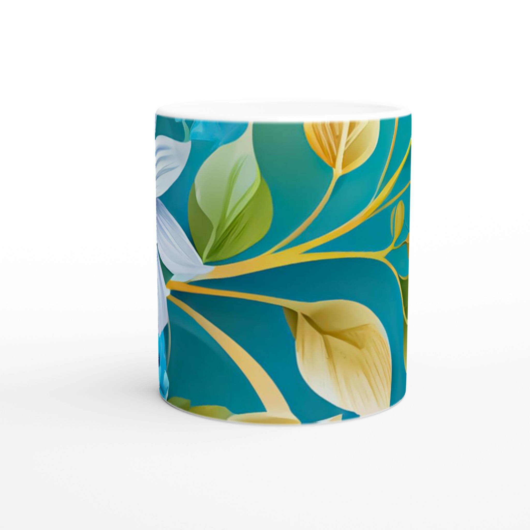 Vit 11oz keramisk mugg med elegant blomsterdesign i färgstarka toner 9 5d402e35-6bc5-4994-9ca6-ec6ae3e8466c