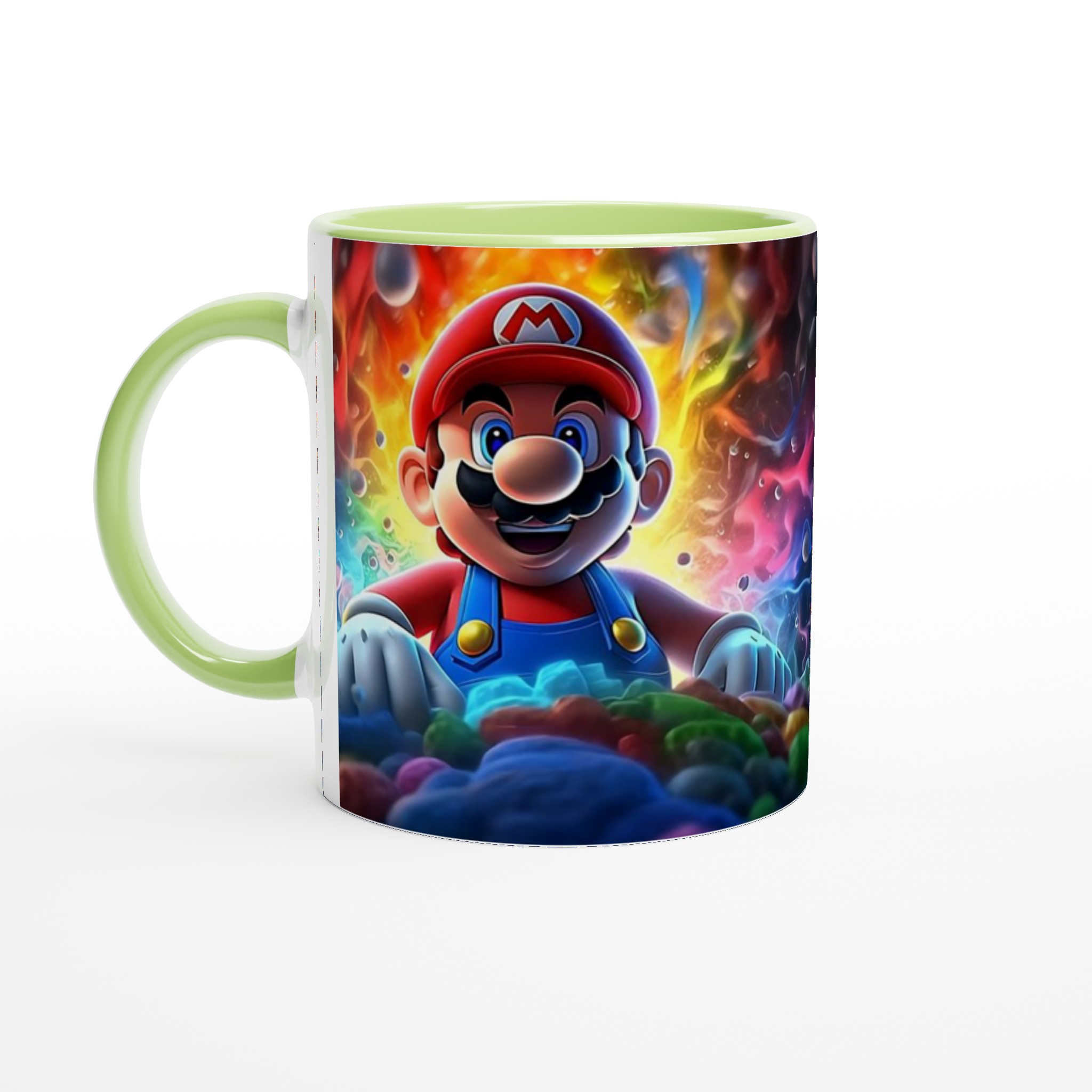 Vit 11oz keramisk mugg med färgstarkt spelande Mario-motiv – välj din keramikfärg för extra personlighet 7 5d48eace-3c8f-4a56-a32b-aec6045ea23f