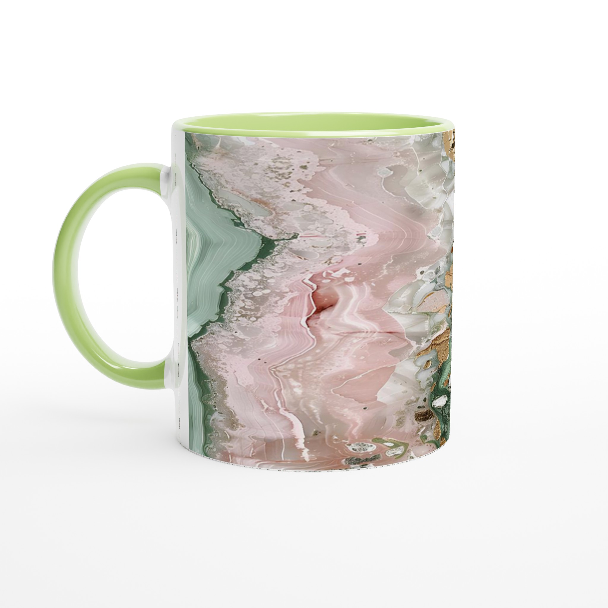 Abstrakt Marmor Mugg – Konstnärlig Design i Rosa, Grön & Guld – 11oz Keramisk Kaffekopp 7 5d4c07ac-41ed-4528-af39-1a018bf99d8f