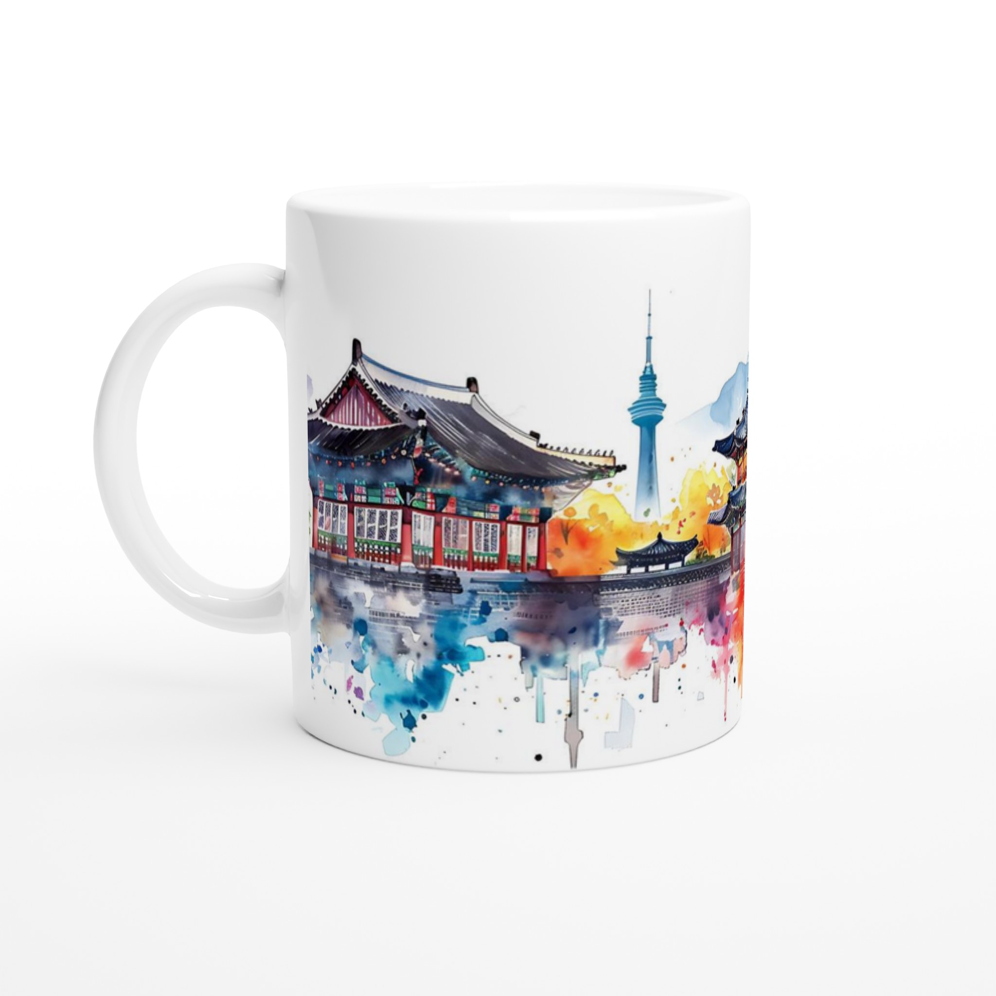 Seoul Akvarell Mugg – Levande Tempel & Stadssilhuett i valfri färg 1 5d4c2780-3e79-4630-b692-a23c1ba3858c