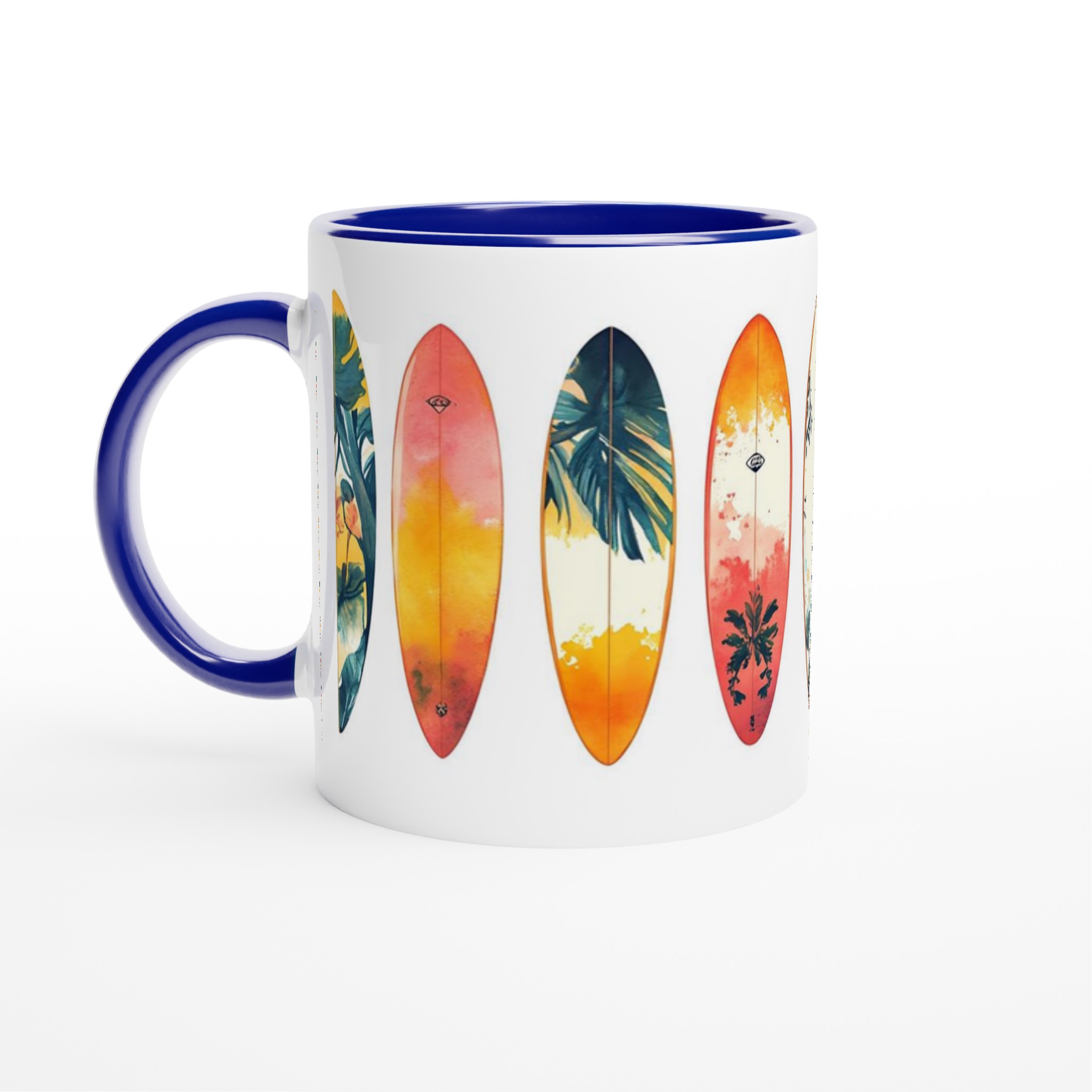 Summer Vibes Surfboard Mugg – 11oz Keramisk Mugg med Tropiska Akvarellmotiv i Sju Levande Färger 2 5d64f369-c7e6-42da-b8fb-ffa0287f699b