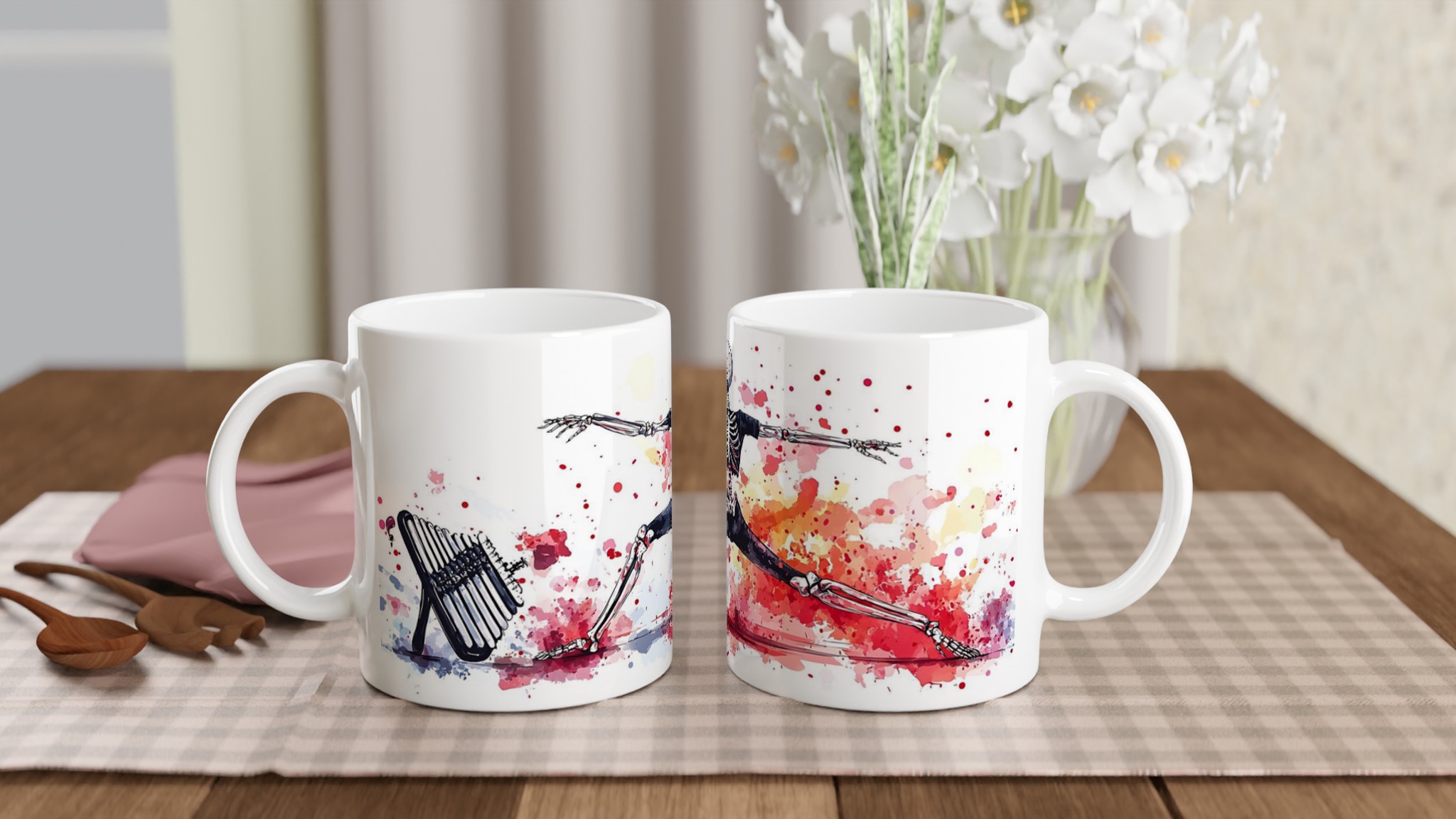 Yoga Skeleton Warrior Pose Mugg – Färgstark Keramik för Fitness- och Musikälskare, Välj din Färg! 10 5d9e823d-57a9-4f2f-b26c-85bbfd8458e2