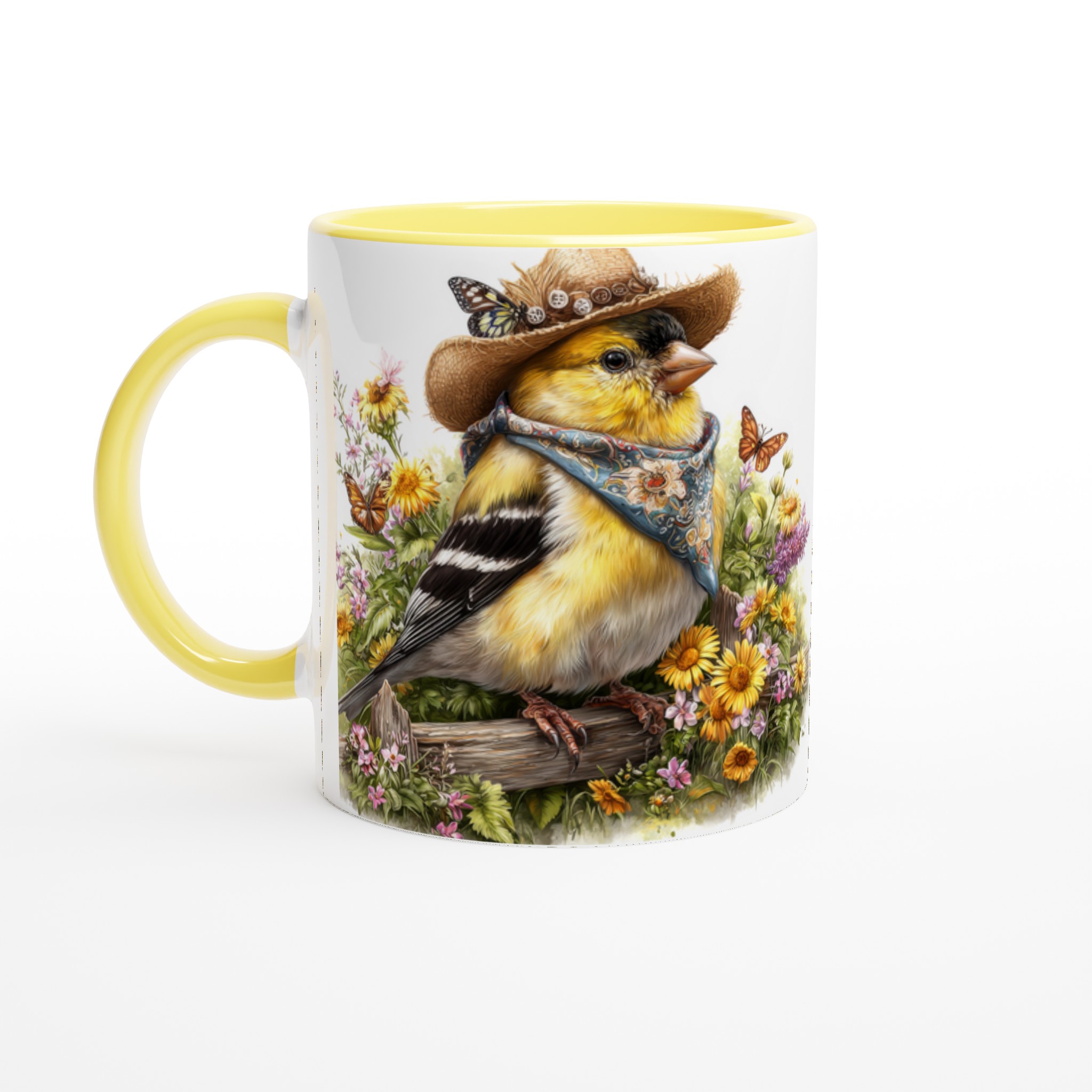 Charmig 11oz keramisk mugg med fågel i hatt och blommor – välj bland sju färgstarka nyanser 3 5dc2aaf6-1cfe-45fe-a1ee-c6c6c0bf921b